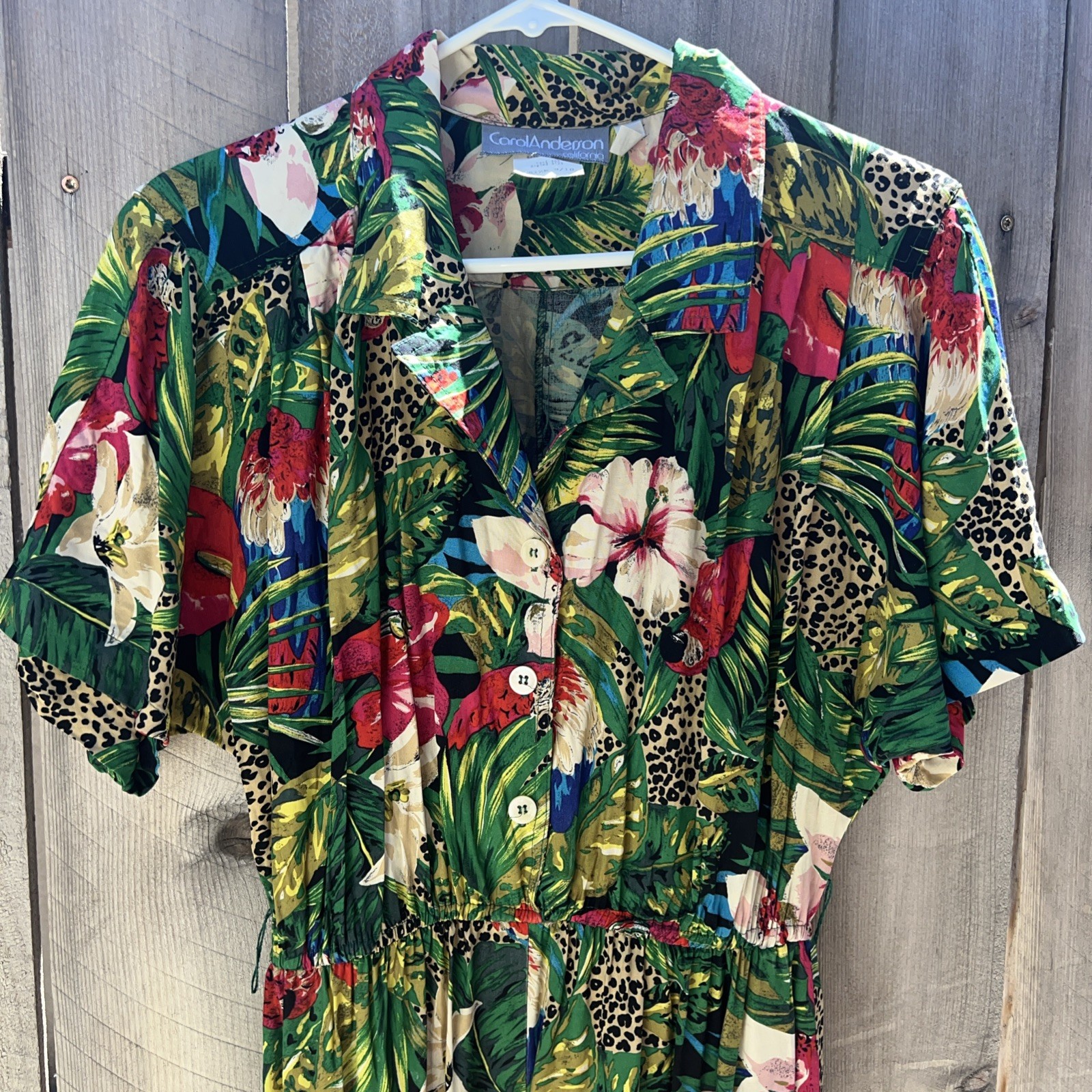 Vintage Carole Anderson Tropical Jumpsuit Viscose SZ 9/10 S/M Pants