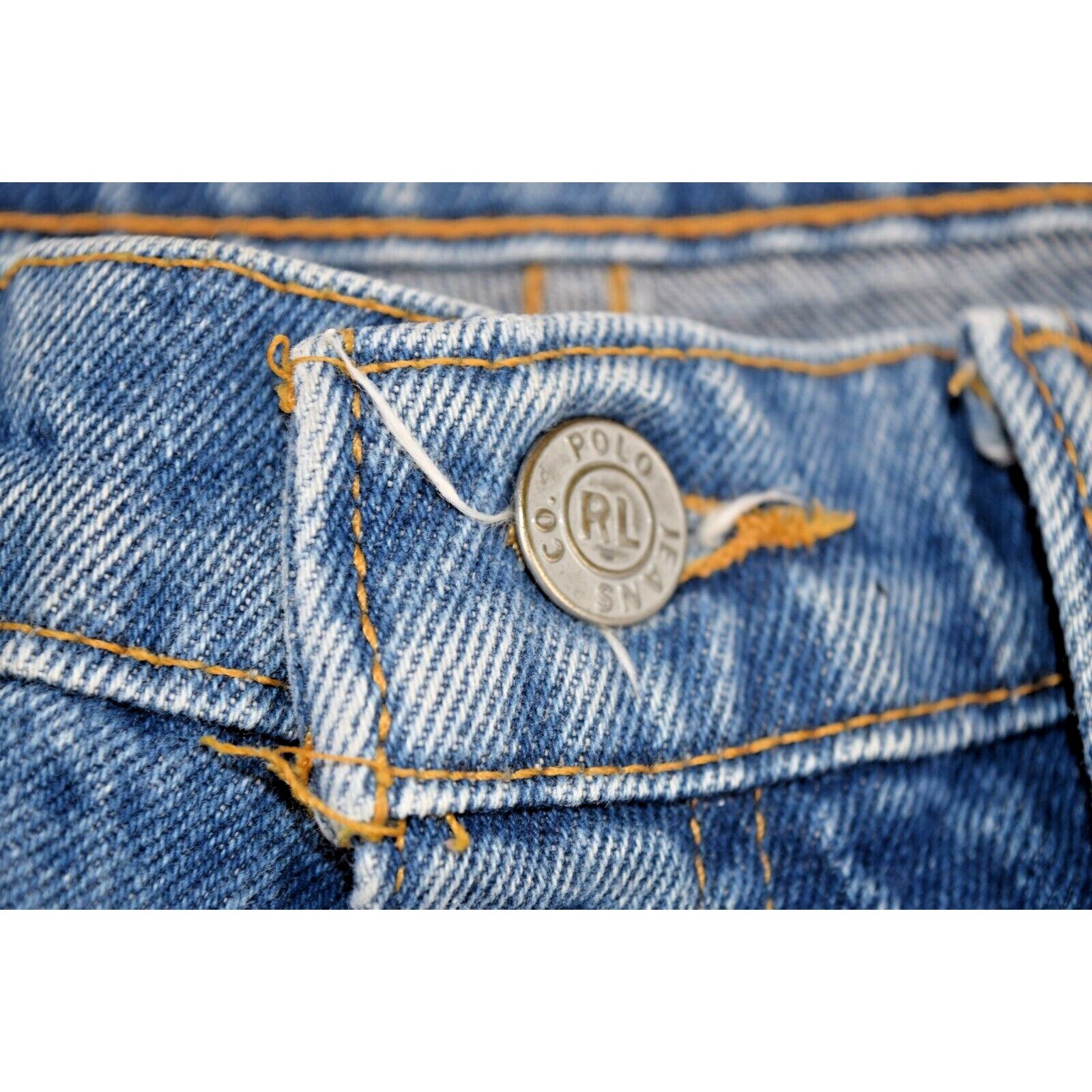 VTG Polo Jeans 33 x 3290s Ralph Lauren Blue Banner Jean Relax Fit Strait Leg