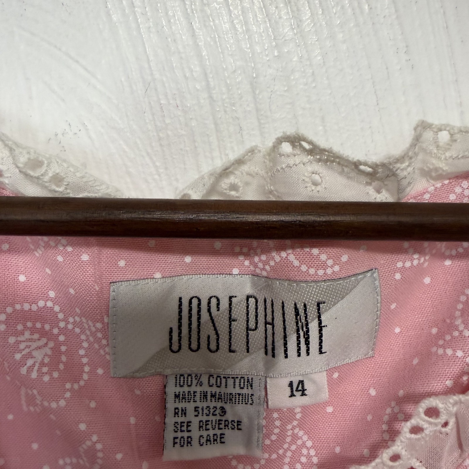 Vintage NWT Josephine Pink Short Sleeve Button Up Sleepwear Blouse Top Size 14