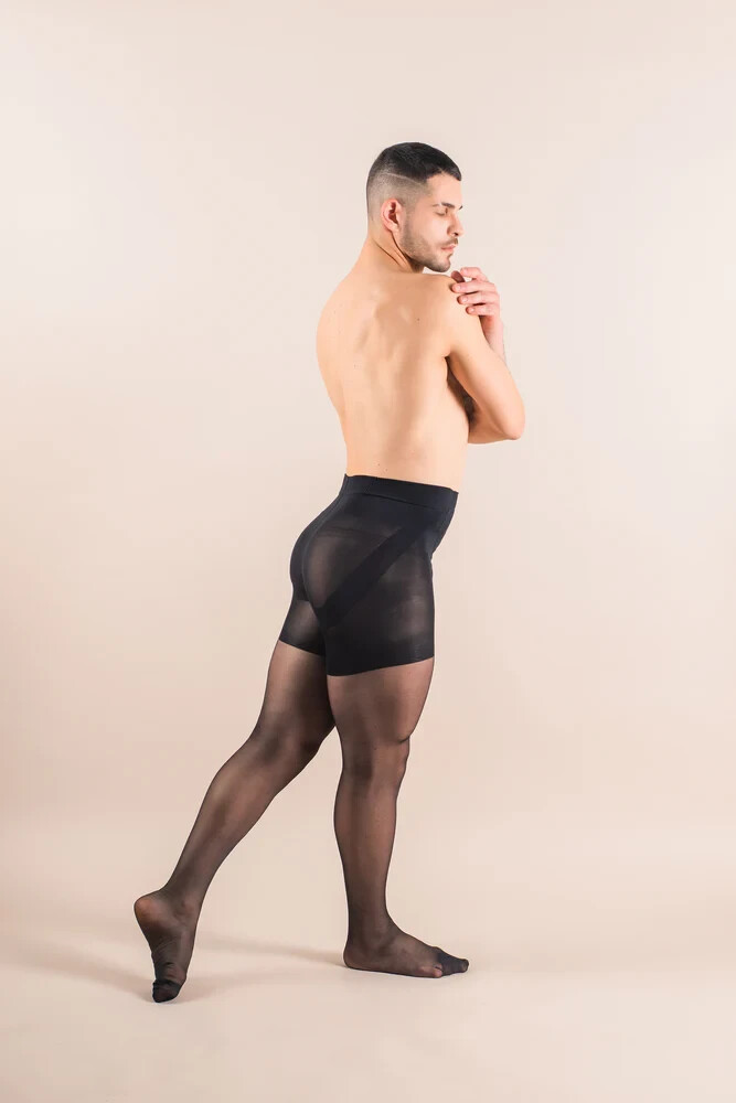 65 +/- Mens ActivSkin A679 Microfabric Support Sheer Pantyhose w/Fly XL and XXL