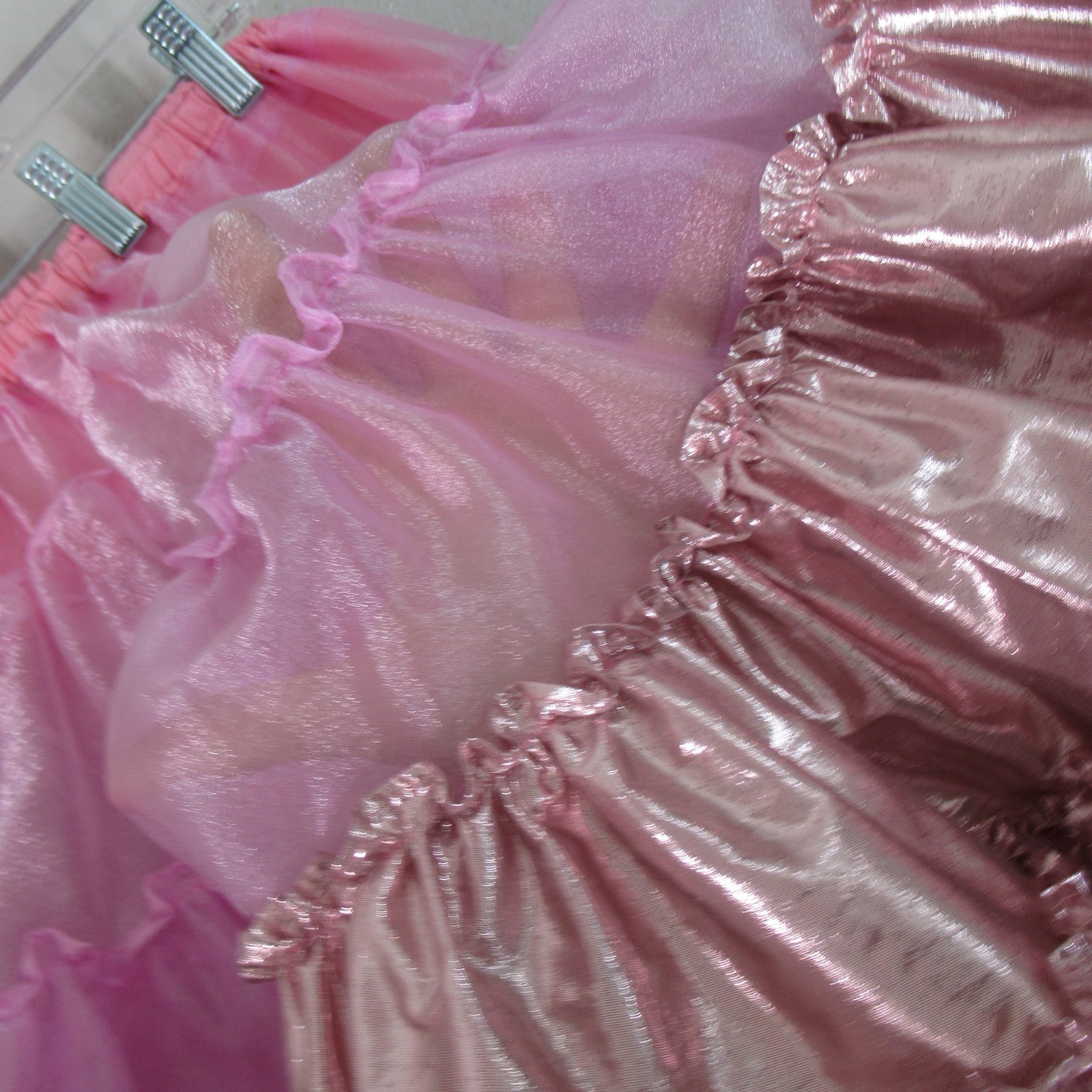 Square Apparel Petticoat Square Dance M Ruffles 3 Tone Metal Pink 3 Tier 2 Layer