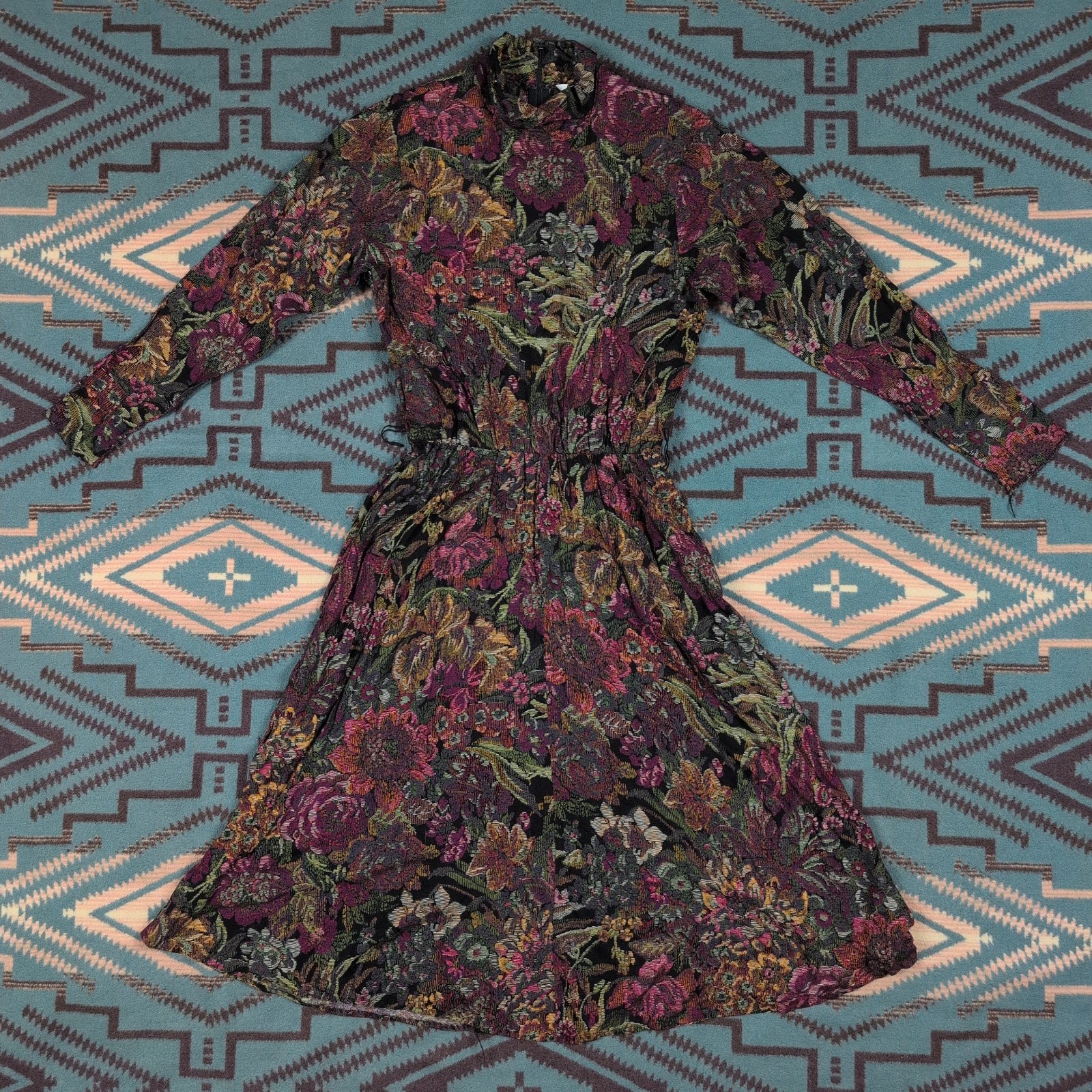 Vintage 70&rsquo;s 80&rsquo;s Jessica Howard Women&rsquo;s Floral Midi Dress Size 8 Long Sleeve