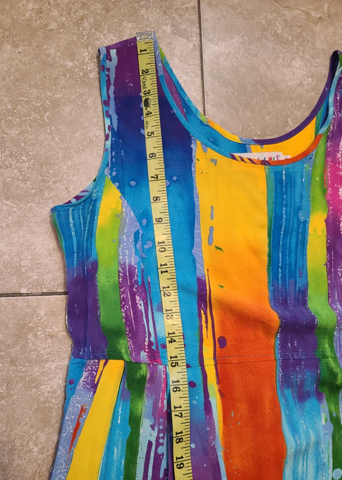 VTG Jams World Rayon Rainbow « Waterfall » Midi Summer Dress Women&rsquo;s M Pockets!