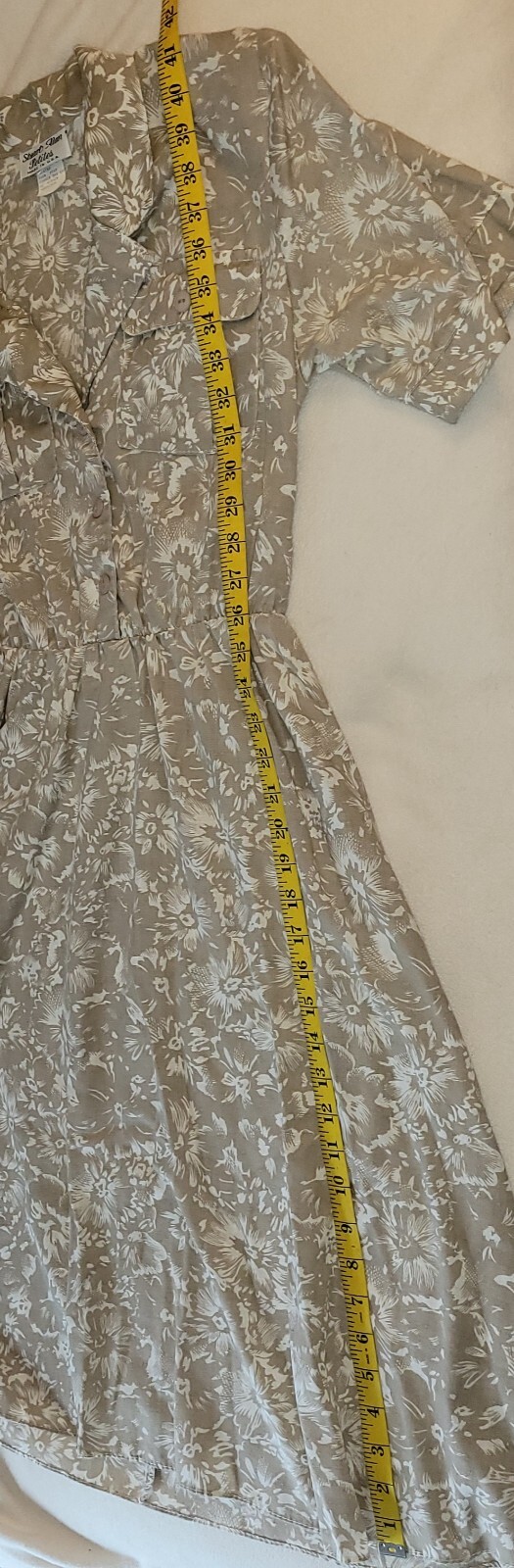 Stuart Alan Vintage 80&rsquo;s Button Cap Sleeve Unlined Floral Linen Sz 8 Dress