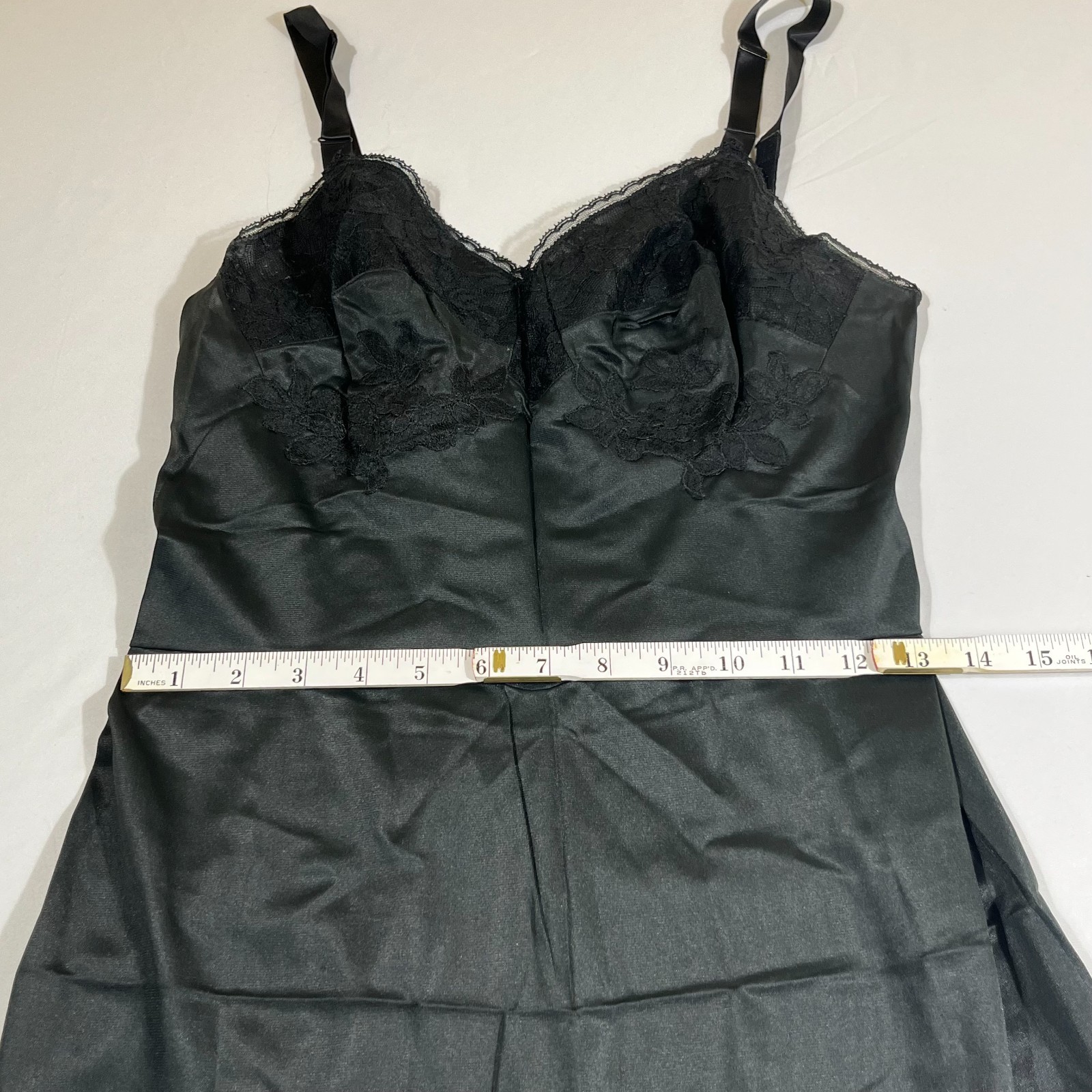 Vintage Charmode Sears Black Lace Full Slip Dress Shaper Petticoat 36 Average