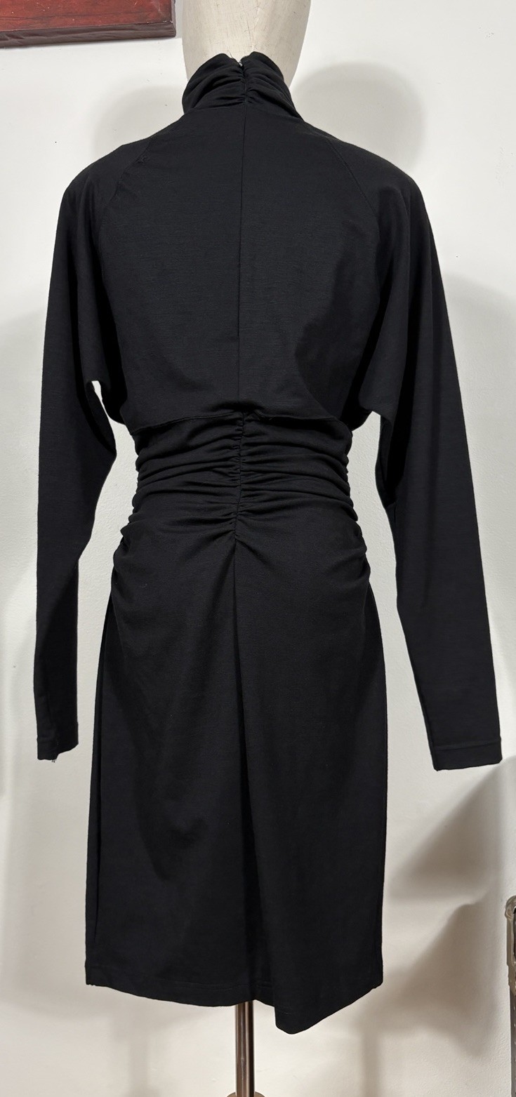 Vtg EMANUEL UNGARO Turtleneck Long Sleeve Black Dress Bodycon Women&rsquo;s Medium