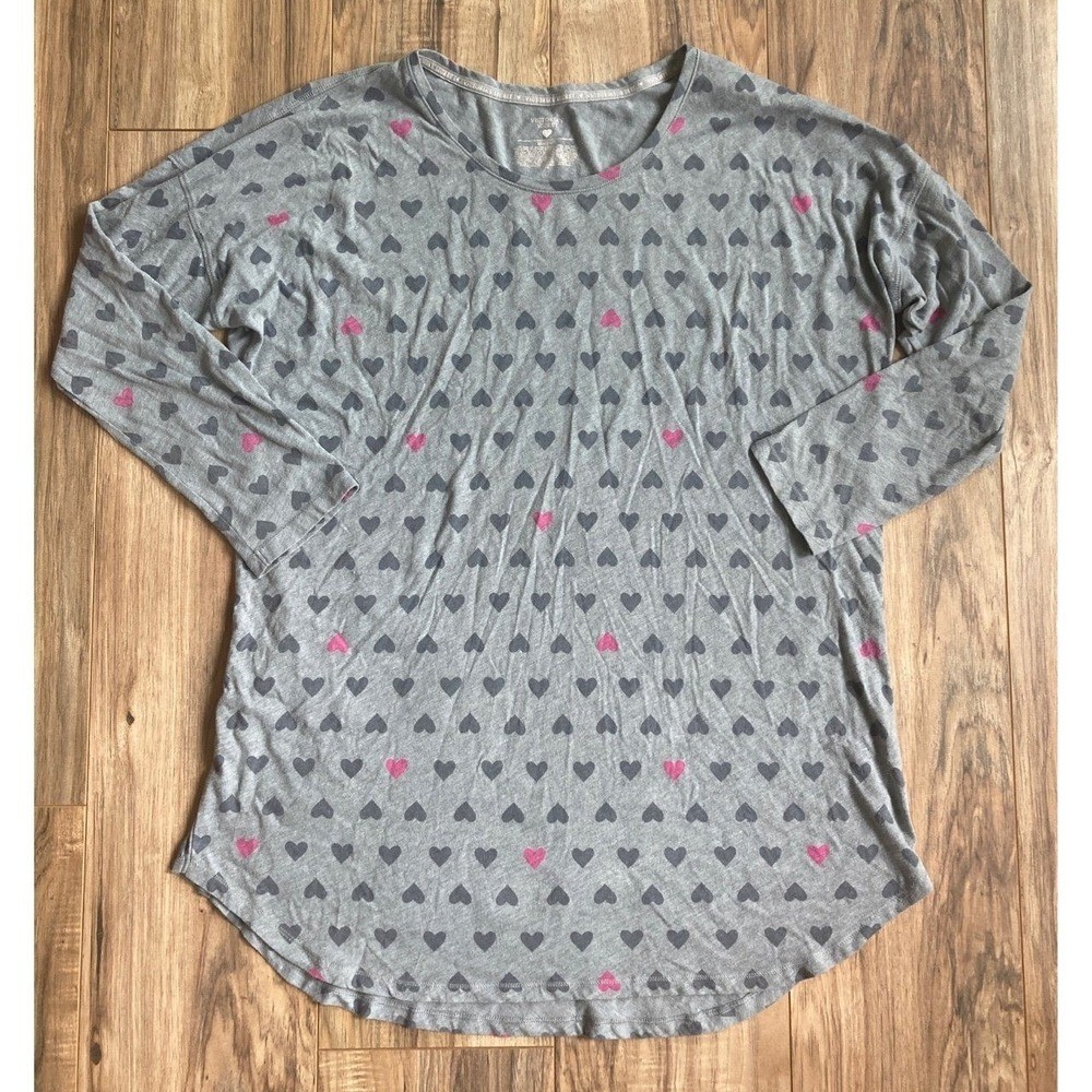 Victorias Secret Sleep Shirt Gray Hearts Sz Large