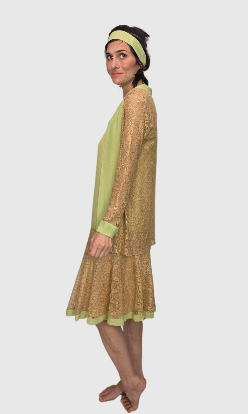 1920s Inspired Silk Chiffon Lace Costume Ensemble | 4 Piece Gatsby Set |…