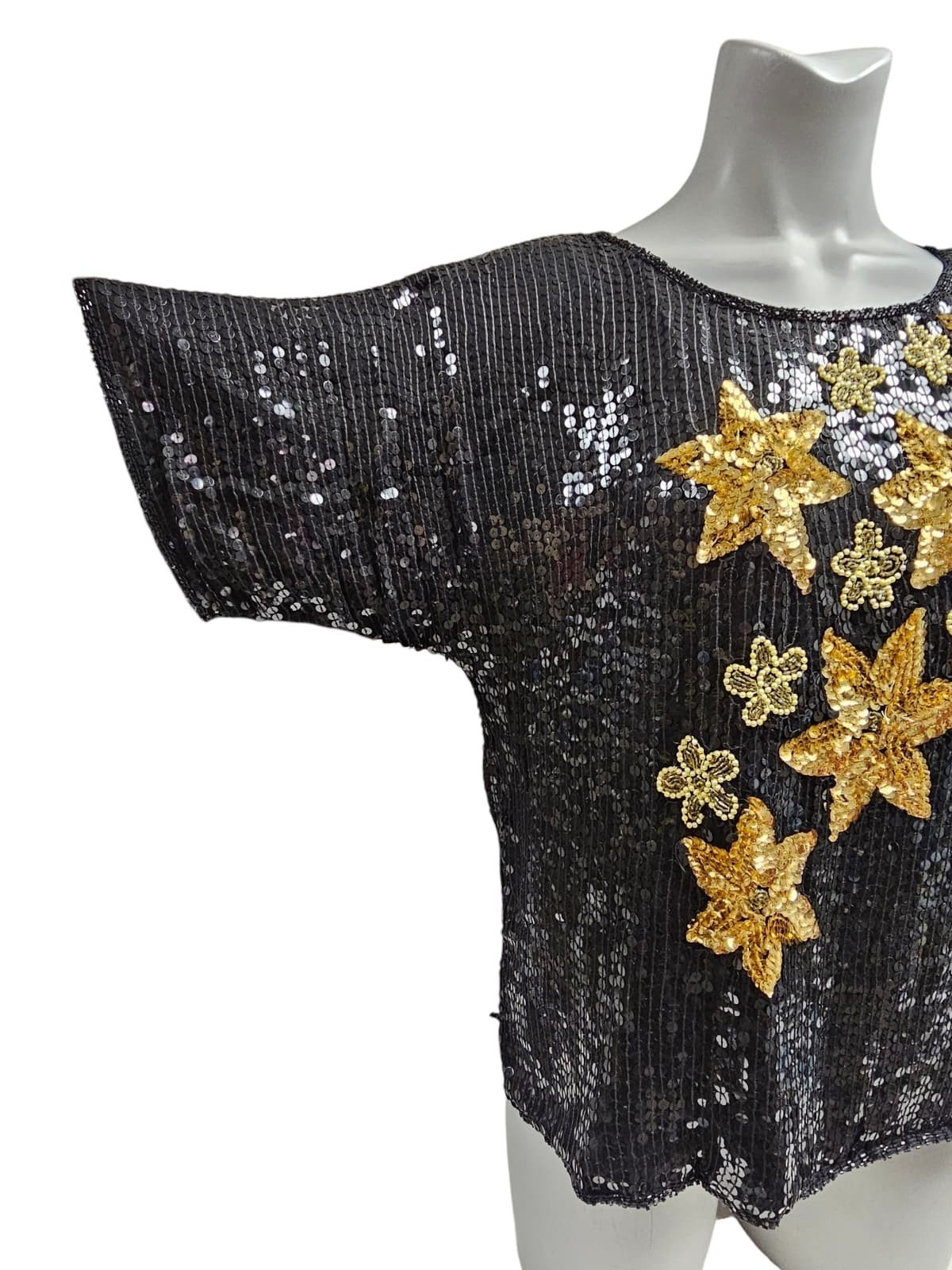 90s – 00s Night Vogue fully beaded silk blouse . large . made in India
