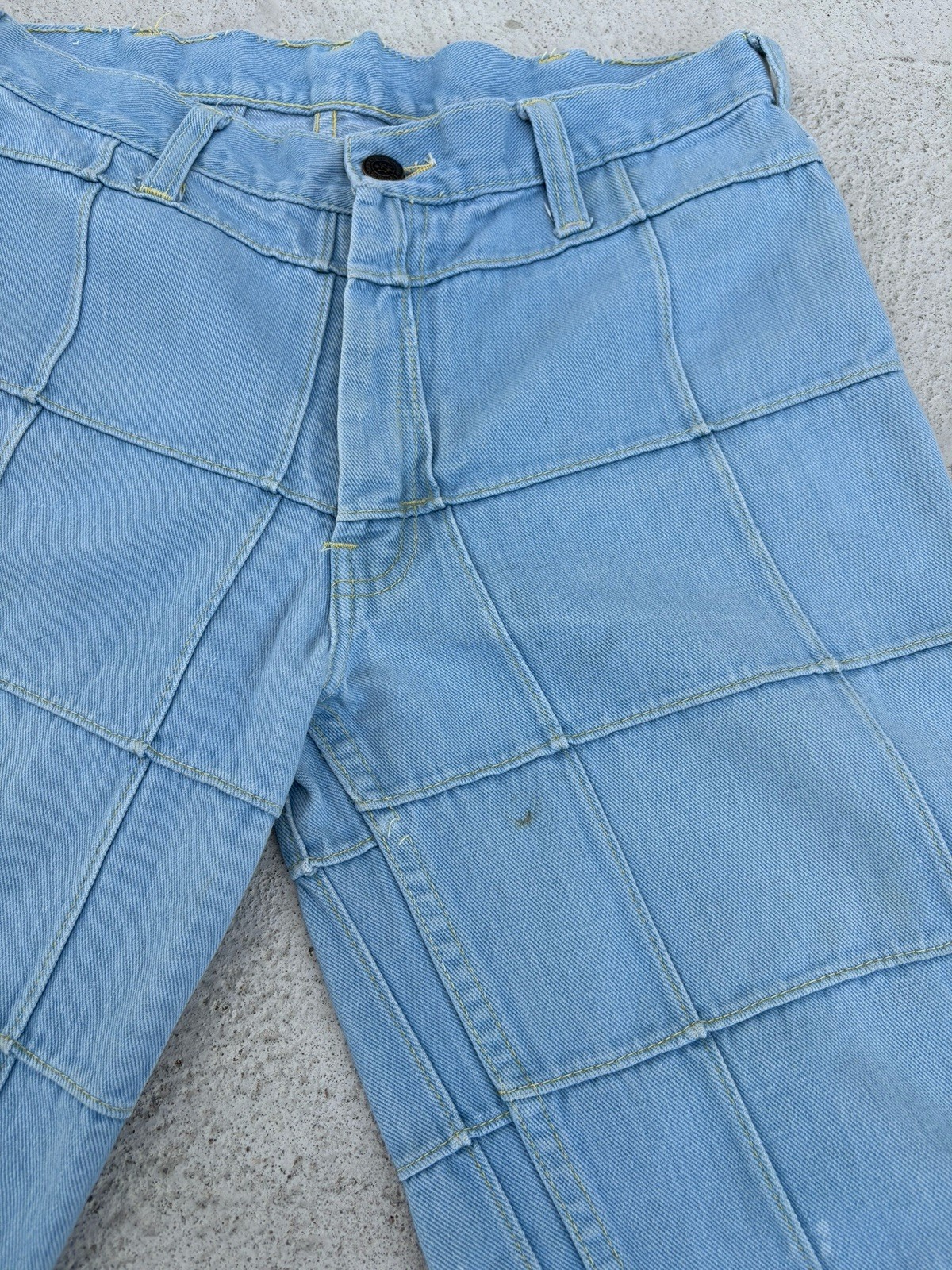 True Vintage Groovy Disco 70s Patchwork Denim Flare Jeans By Branded Lion 28×31