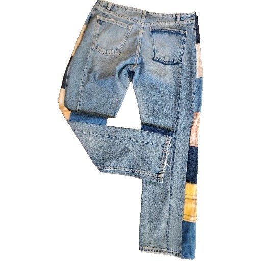 1960&rsquo;s Style Patchwork Distressed Boho Hippie Jeans Button Fly 36.5&Prime; Waist ZARA