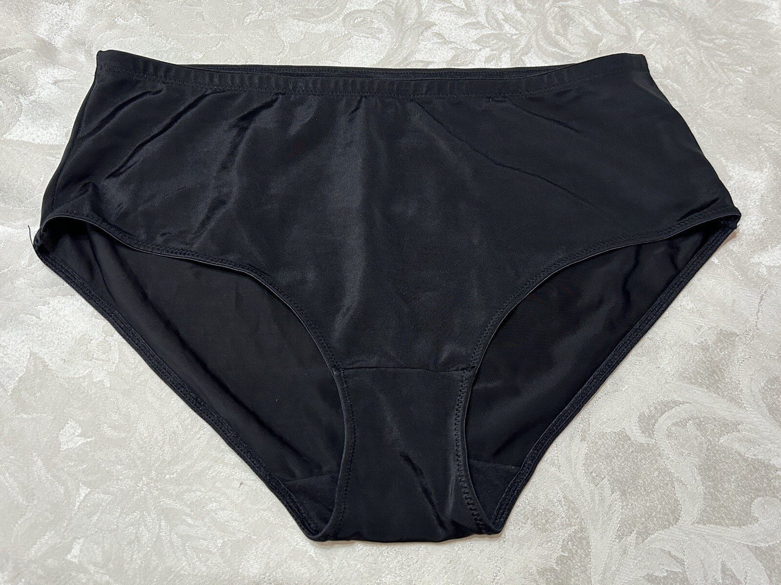 NWOT Vtg Unbranded 14352X Silky Polyester 9 Black Full Brief Panties #213