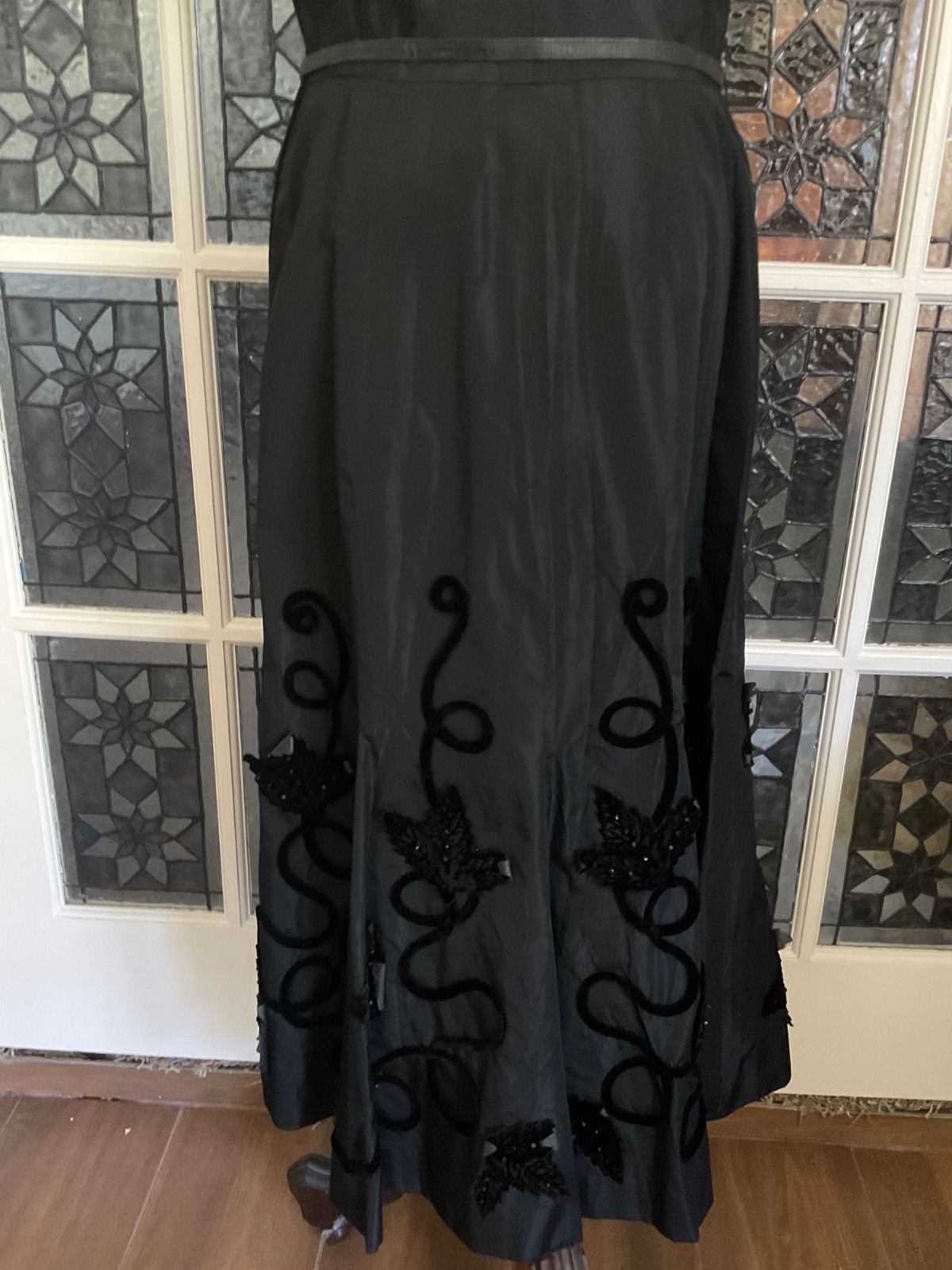 Vtg. Black Satin Taffeta Dress Whimsigoth Dark Fairycore Gothic Henry A Conder