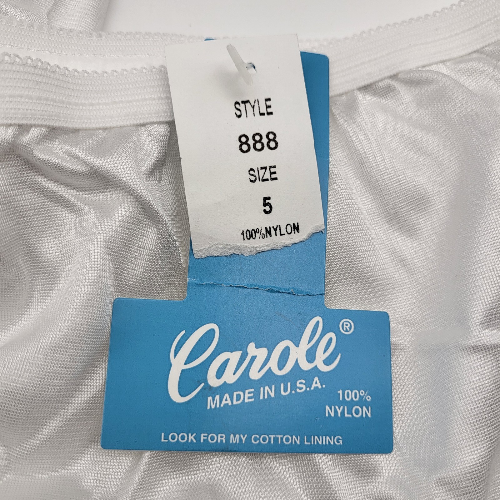 VTG Granny Panty 3 Pair Elastic Pinup Nylon white Panties SZ 5/6 Carole USA