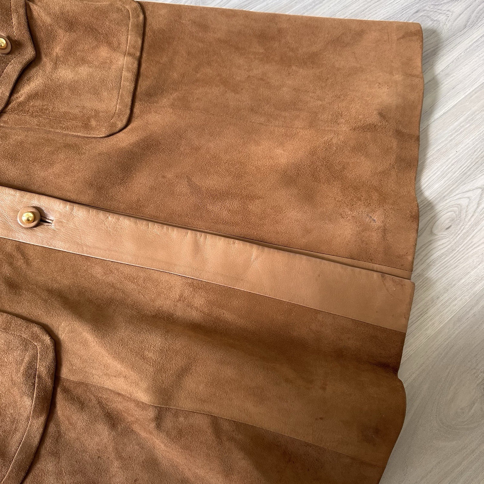 Vintage 1970s LOEWE Tan Suede Leather Maxi Coat Women&rsquo;s 41” Bust