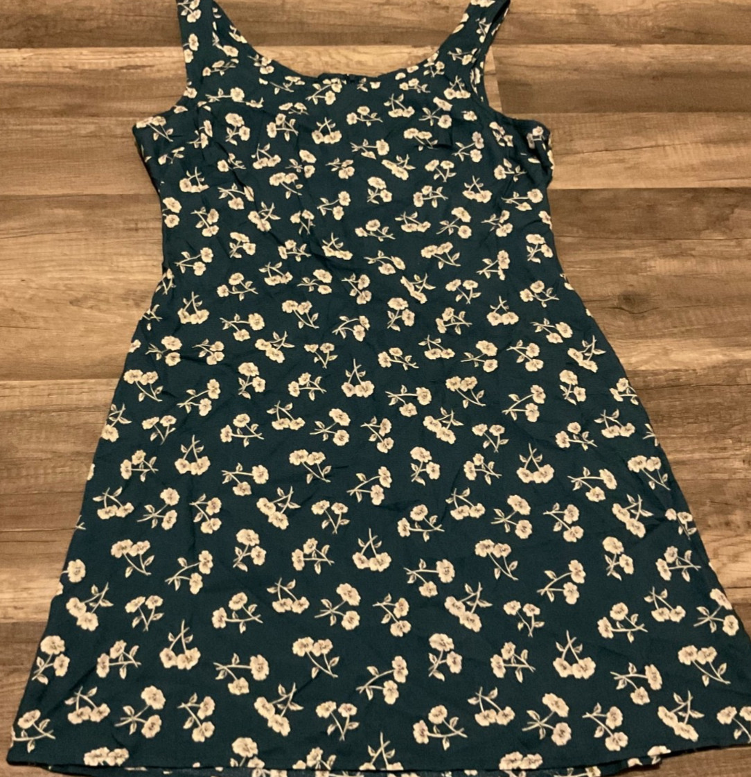 VINTAGE 90’S BYER TOO! BOHO WHIMSY SLEEVELESS FLORAL DRESS ( SIZE 9 ) TEAL