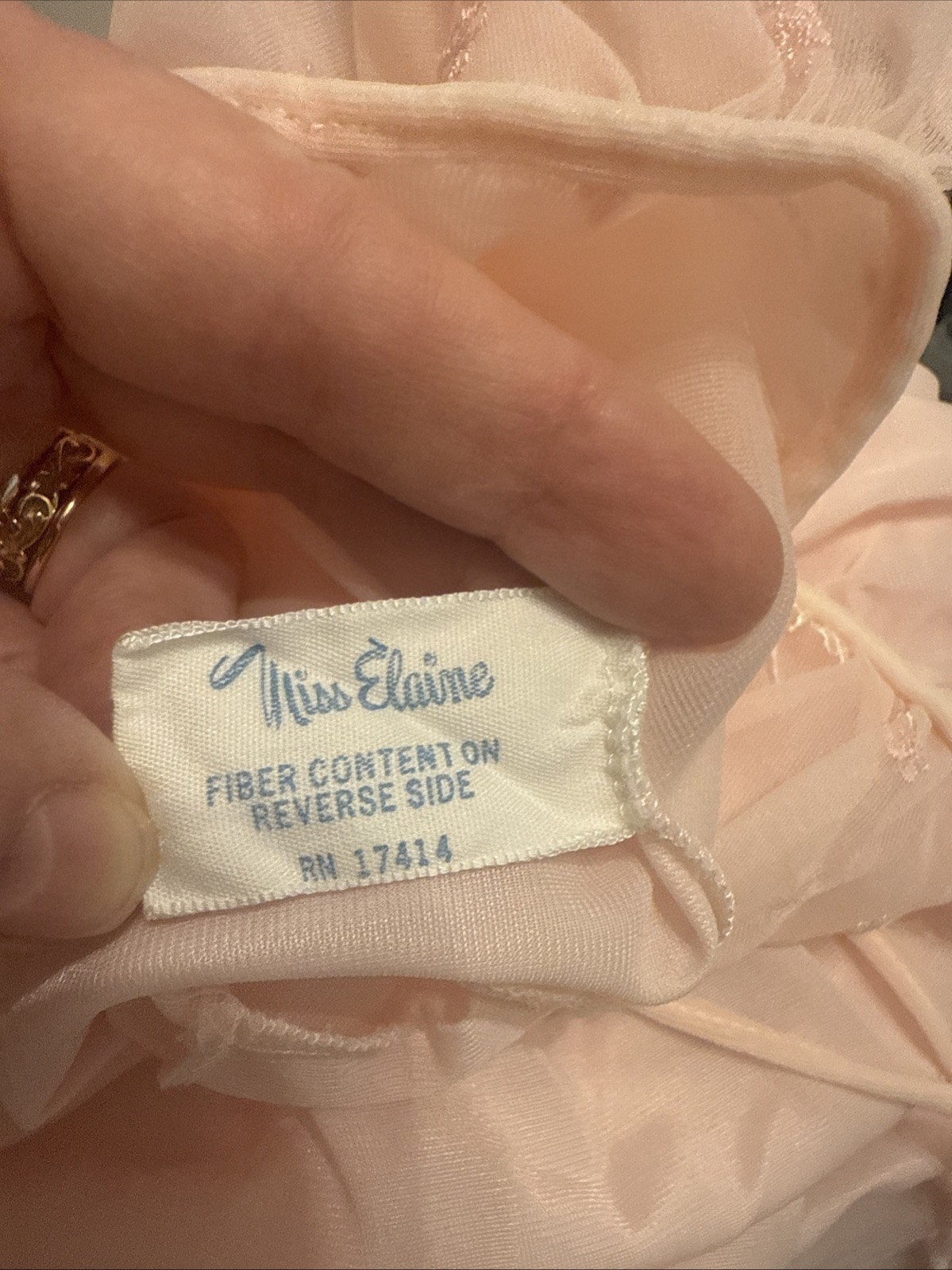 Miss Elaine Pink Nylon Button Up Vintage Nightgown