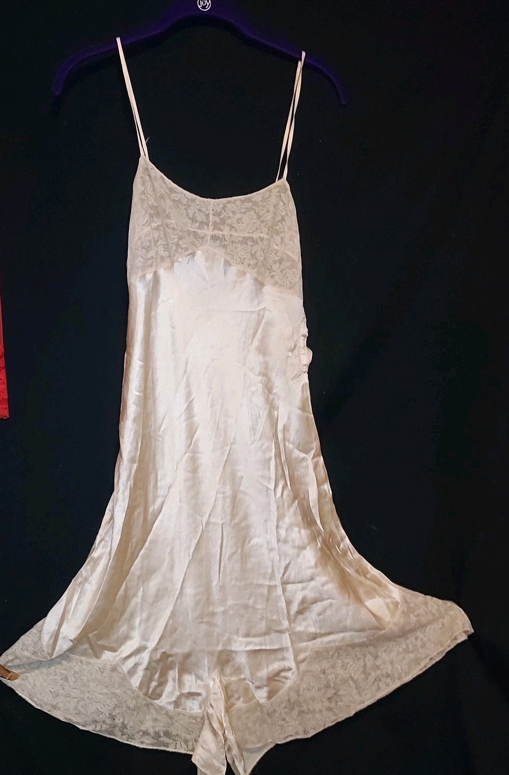 1920s Antique Chemise Teddy Silk Satin Step in Chemise Side Hook Eye Blush Pink