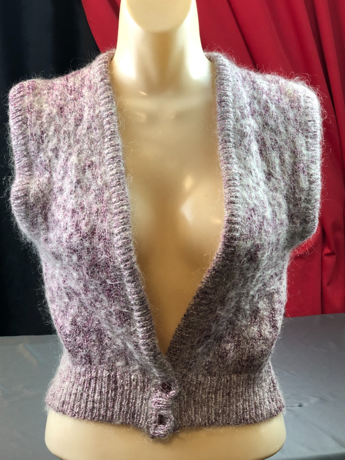 Vintage St Michael Size 12 / 40 Bust 34 Mohair Blend PURPLE KNIT VEST Bust 34in