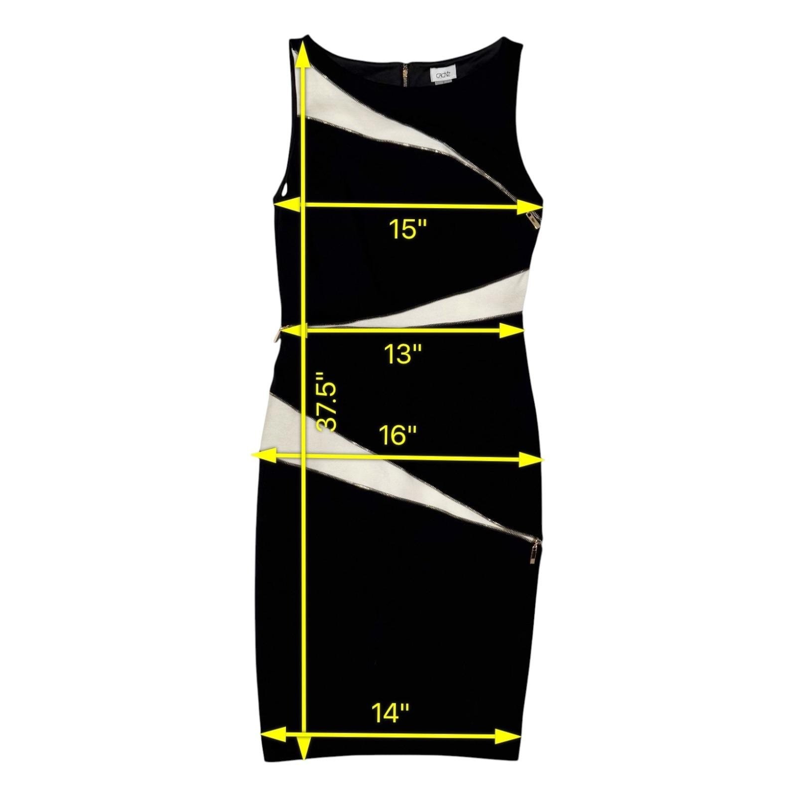 Vintage Cache Black White Zipper Sheath Dress Sleeveless Colorblock Stretch 2