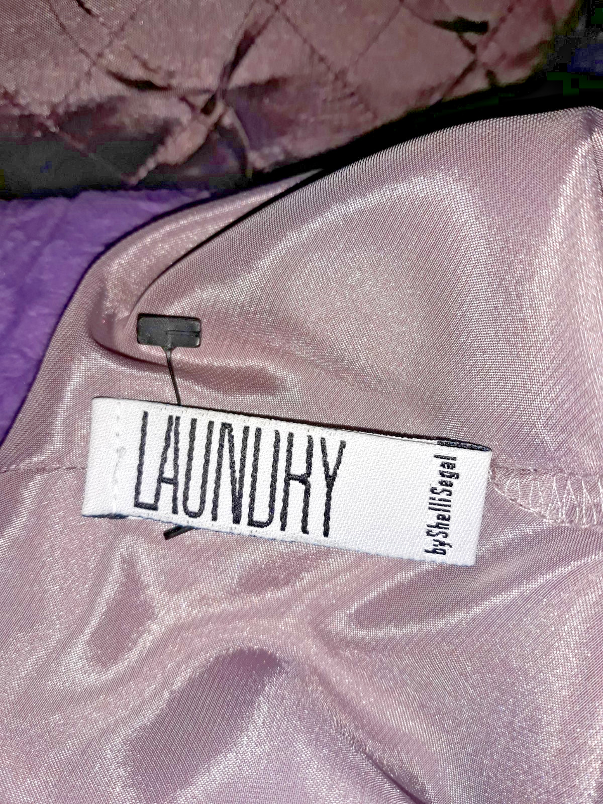 Exquisite Vintage LAUNDRY Lavender Floral Maxi with Rhinestone & Ruffle Back 6