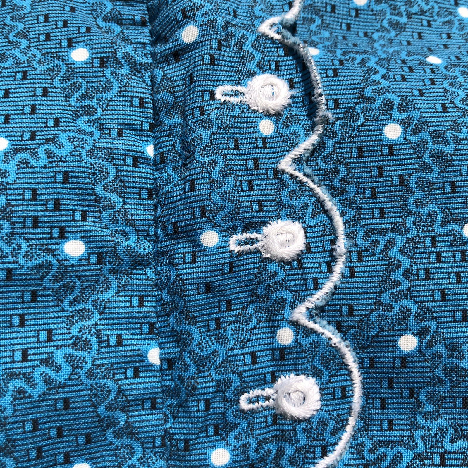 Vintage 1930’s Darling Cotton Dress Hidden Zip Embroidery Detail unworn 38-28-40