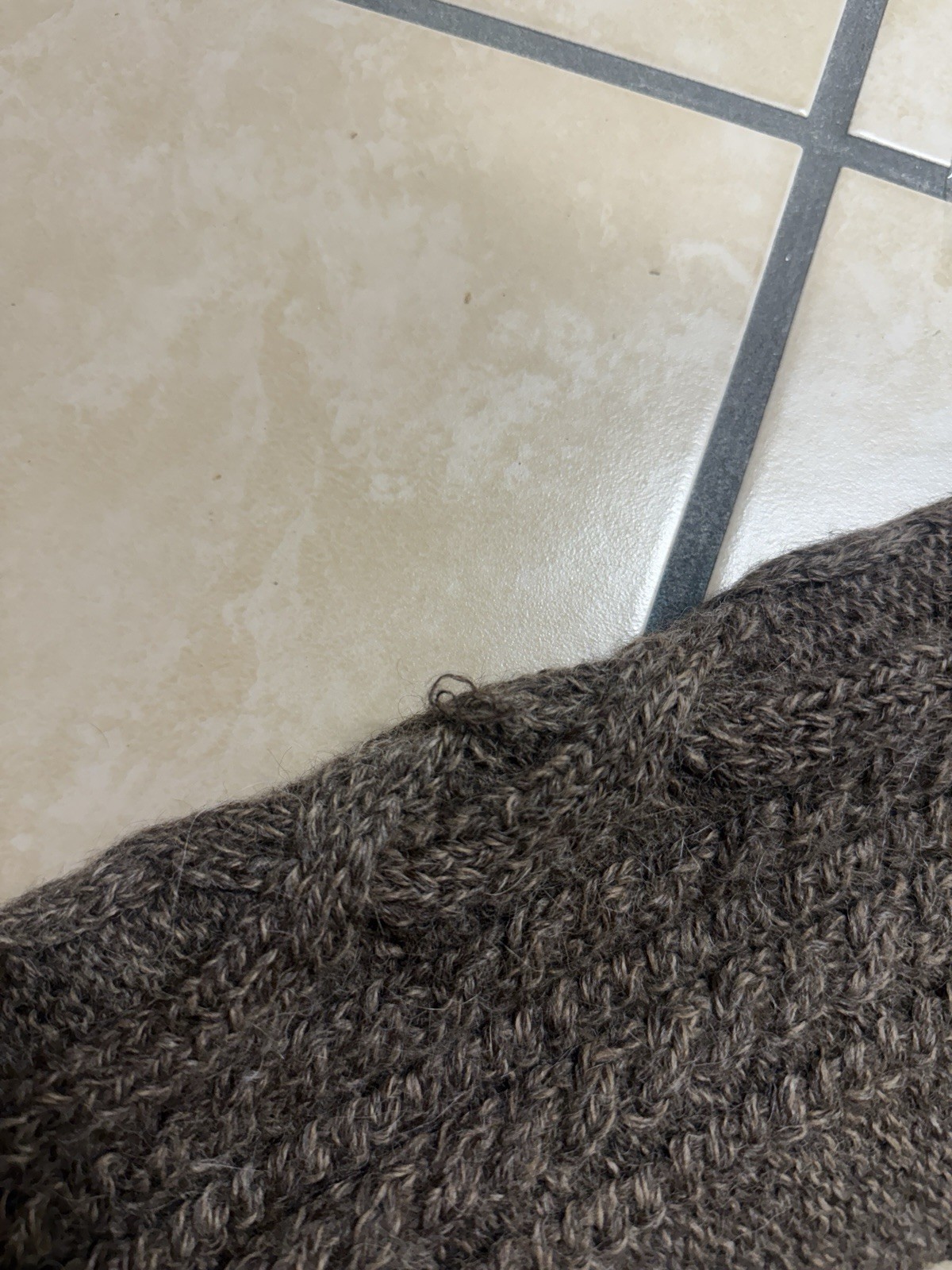 Hand Knit Artisan Alpaca Wool Sweater Natural Brown Fisherman Patagonia Chile