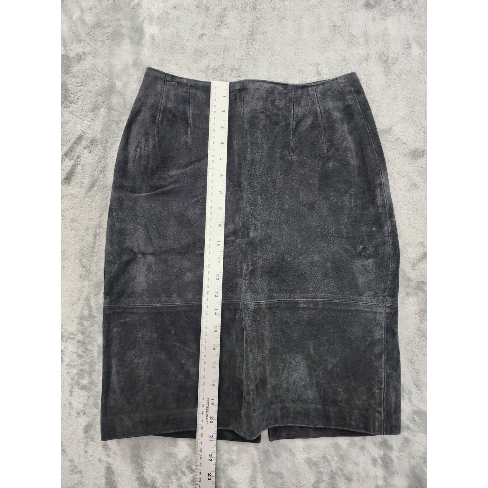 Vintage 90s Perspective Leather Straight Cut Pencil Skirt Size 7 Black W26 Lined