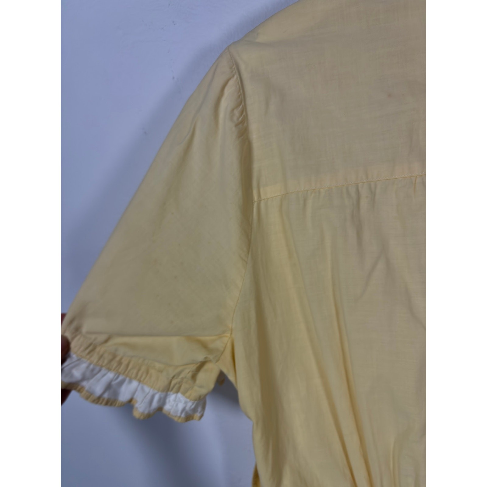 1950s Expensive Simplicity Yellow Cotton Ruffle Maids Uniform Dress As Is