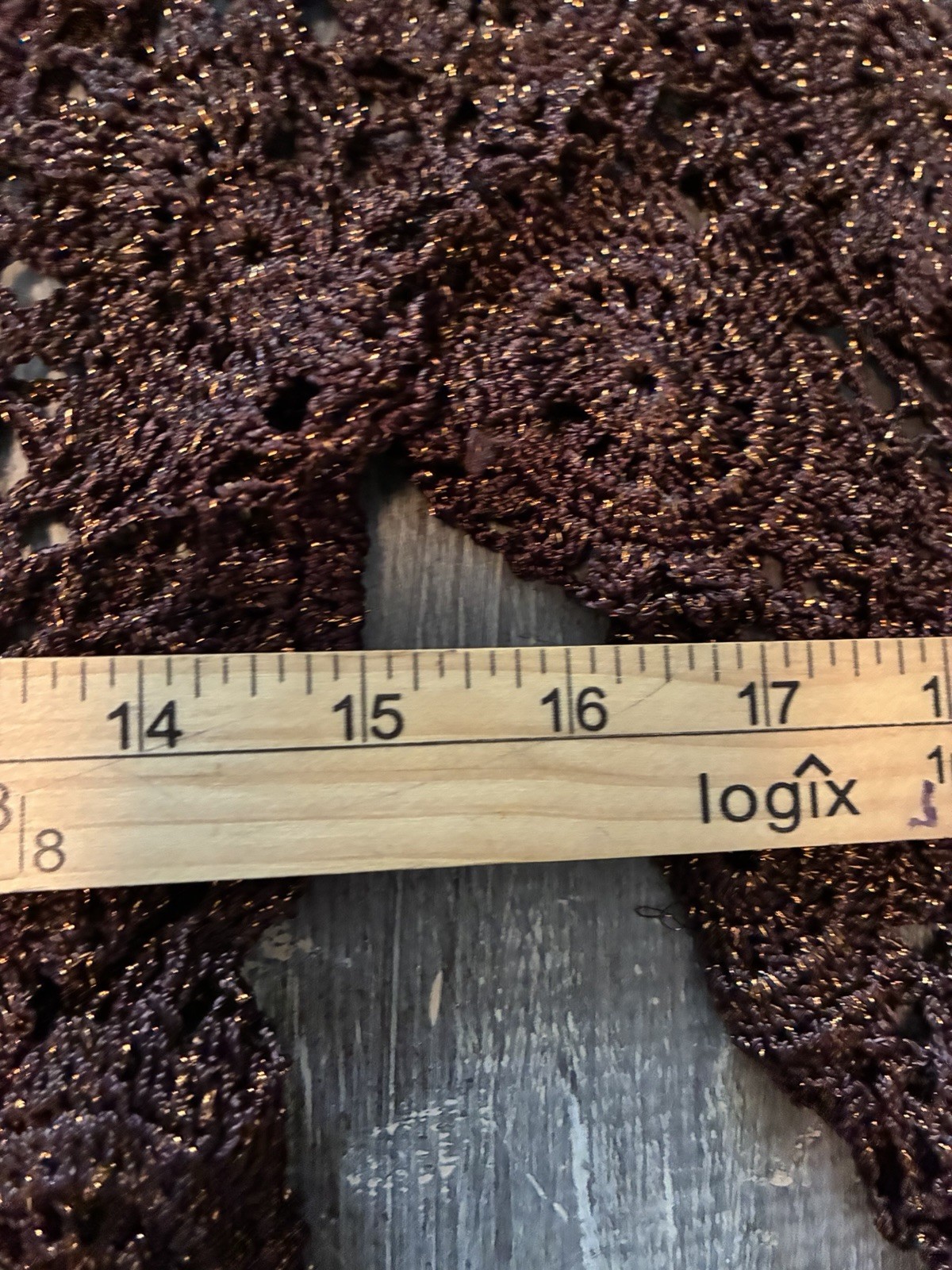 Women’s VTG Copper Brown Crocheted Cardigan Top Small Petite Boho Rodeo
