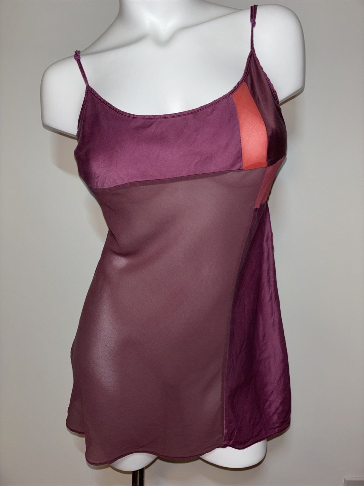 Vintage Victoria’s Secret 100% Silk Colorblock Nightie Slip Dress Y2K M