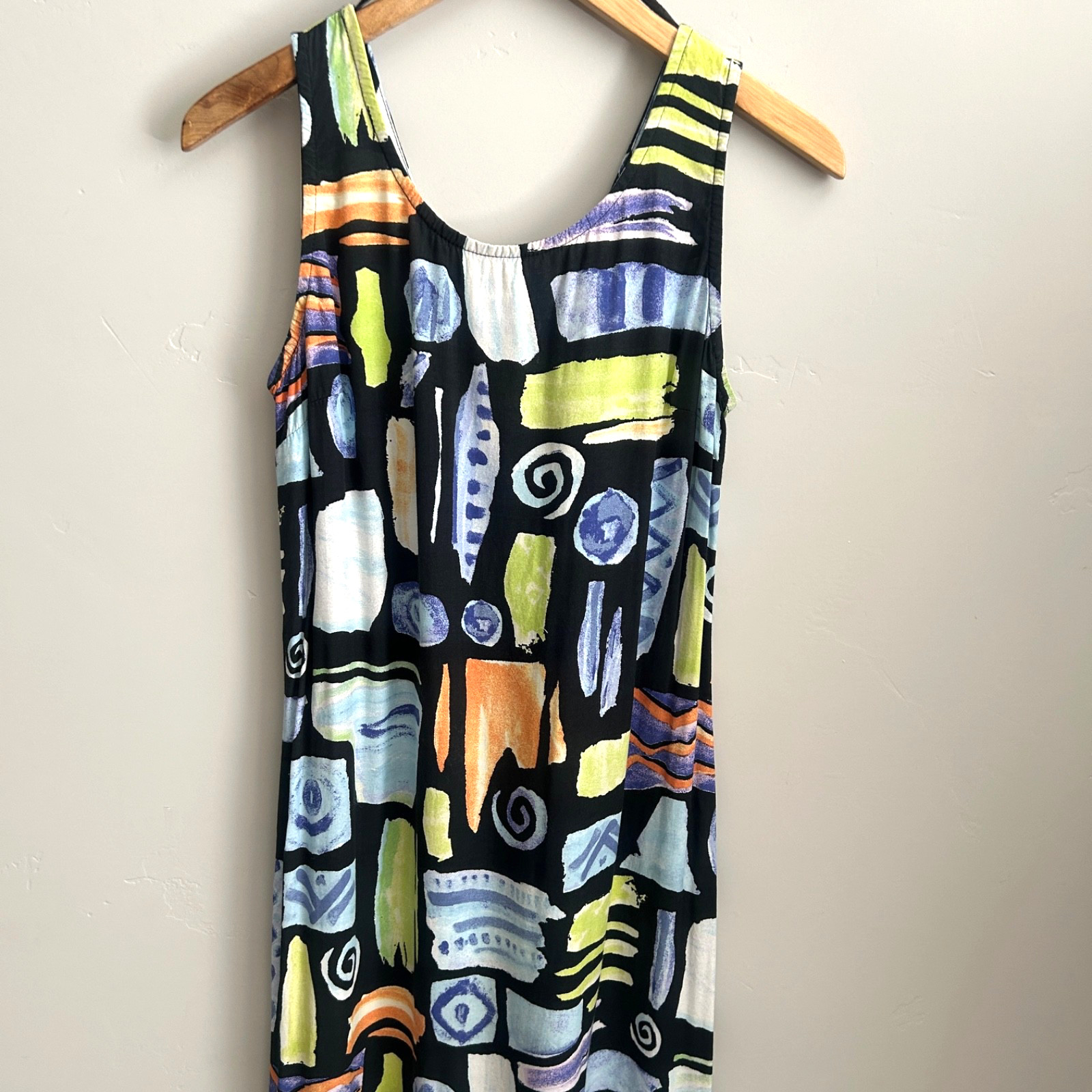 Nina Piccalino Maxi Dress Women SMALL Blue Sleeveless Back Tie Side Slits READ