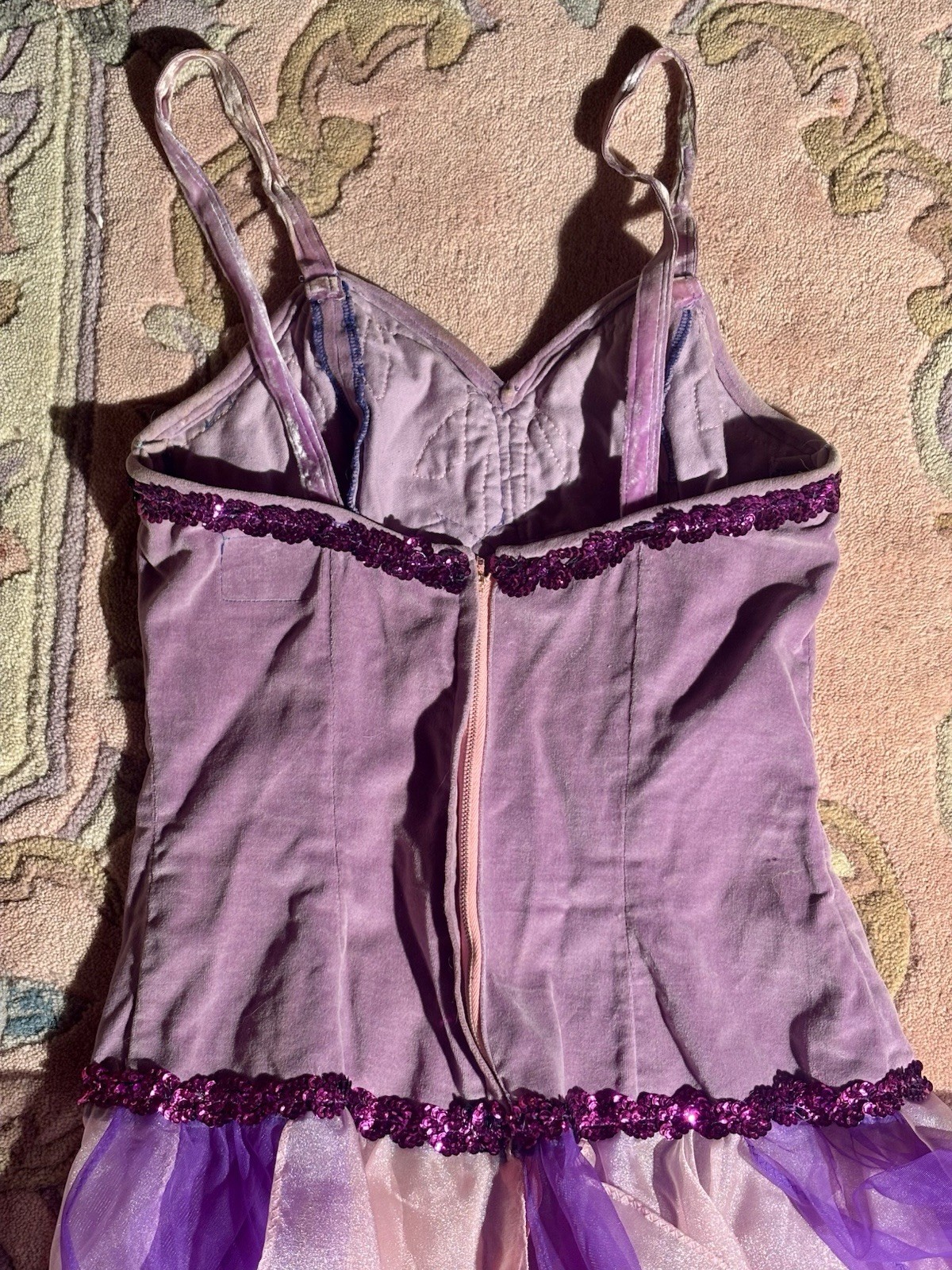 1960s/70s Lavender Velvet Sequin Stage Costume Dress, Size S-M