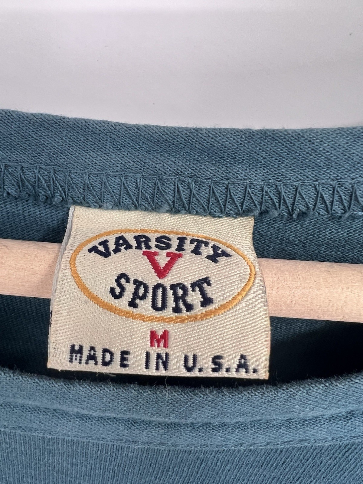 VTG Varsity Sport Solid Teal Long Sleeve 100% Cotton Maxi Dress M Made in USA