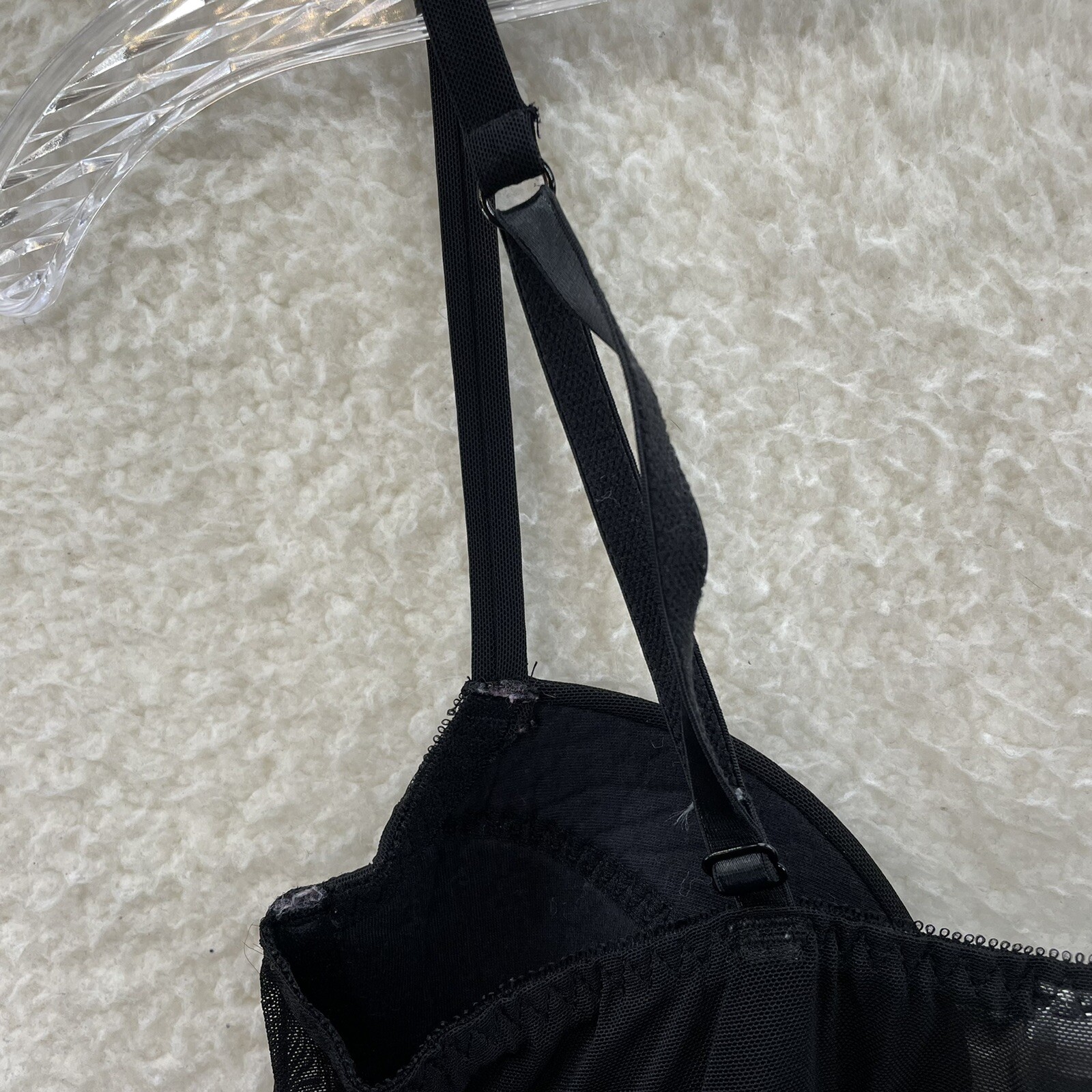 Y2K Vintage Gilligan O&rsquo;Malley Babydoll Slip Small Black Mesh Bow Padded Cupped