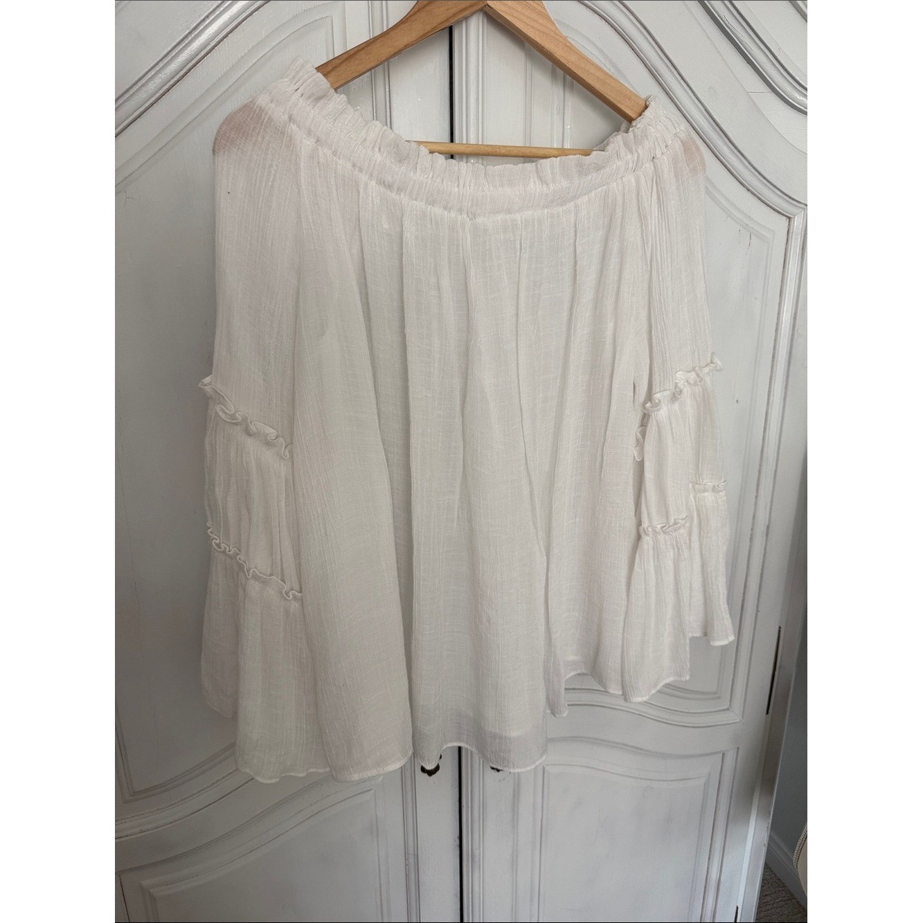 Boho Off-the-Shoulder White Peasant Blouse | Bell Sleeve | Romantic Cottagecore