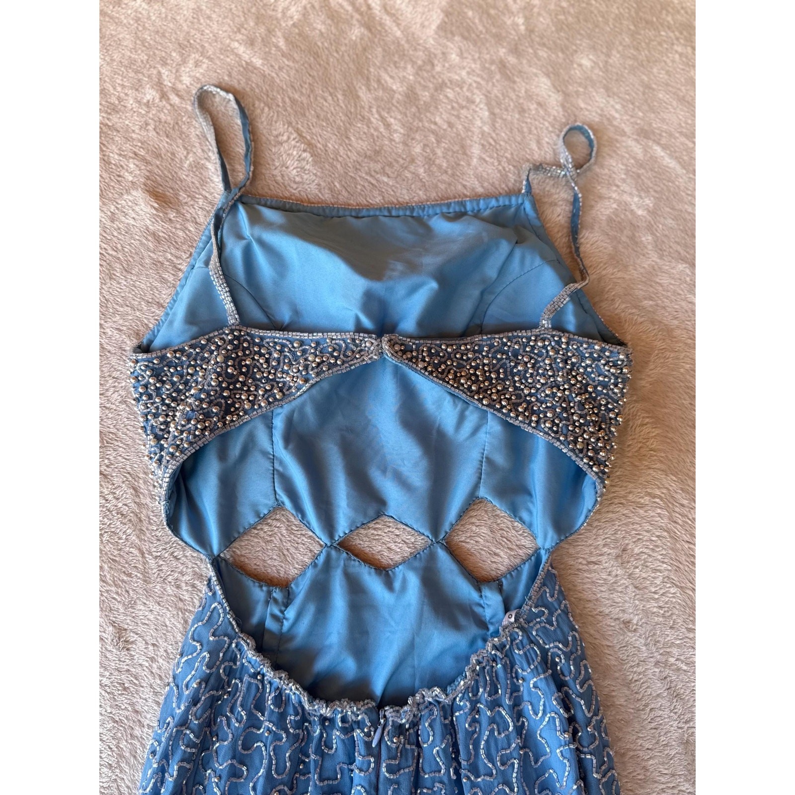 Andretta Donatello 90s Silk Beaded Gown with Cutout Waist Detail