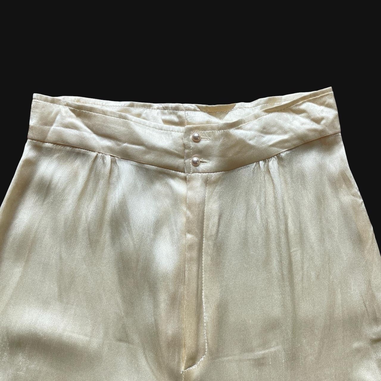 Vintage 70s cream satin wide leg palazzo pants XS 25