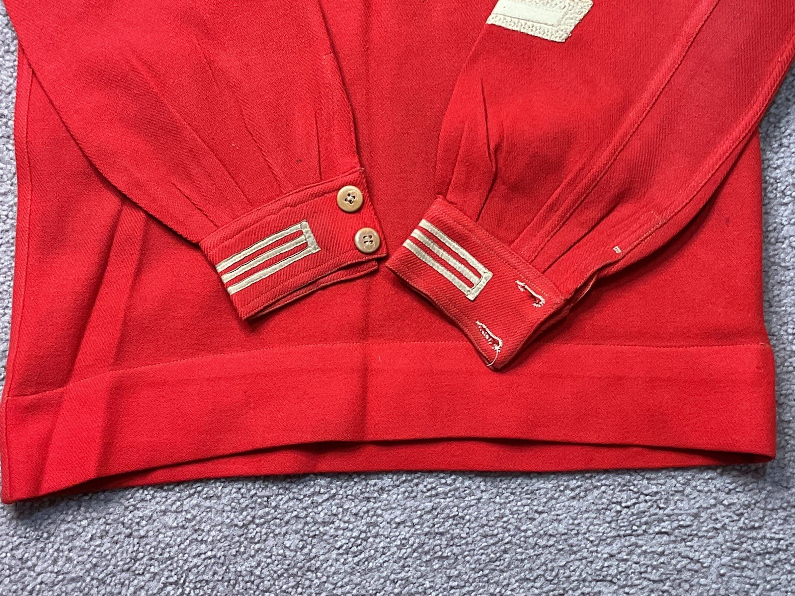 Early 1920’s Red Wool Sailor Style Uniform Shirt Blouse Pullover With Patch