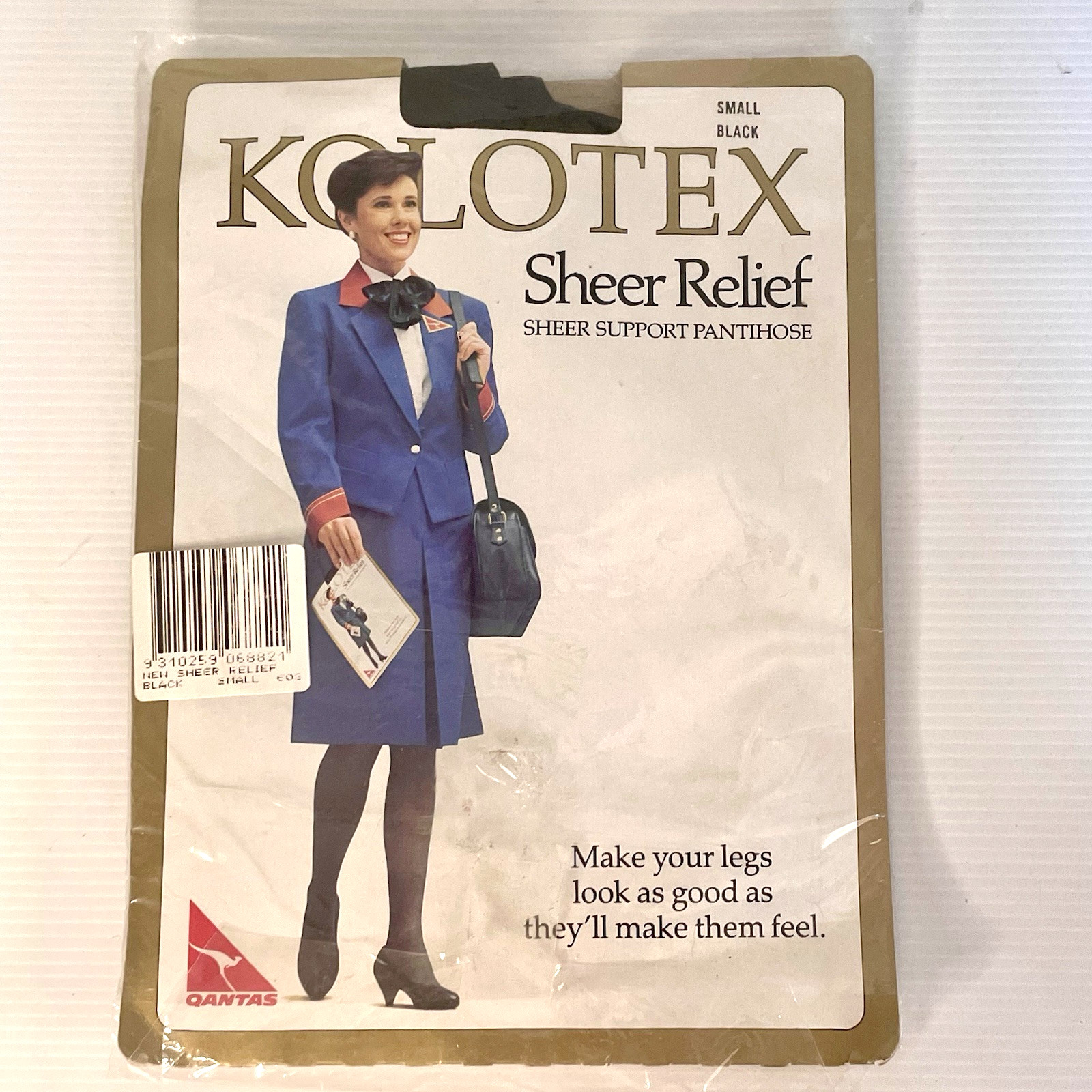 Kolotex Sheer Relief Pantihose Vintage Qantas Black Small – New in Pack