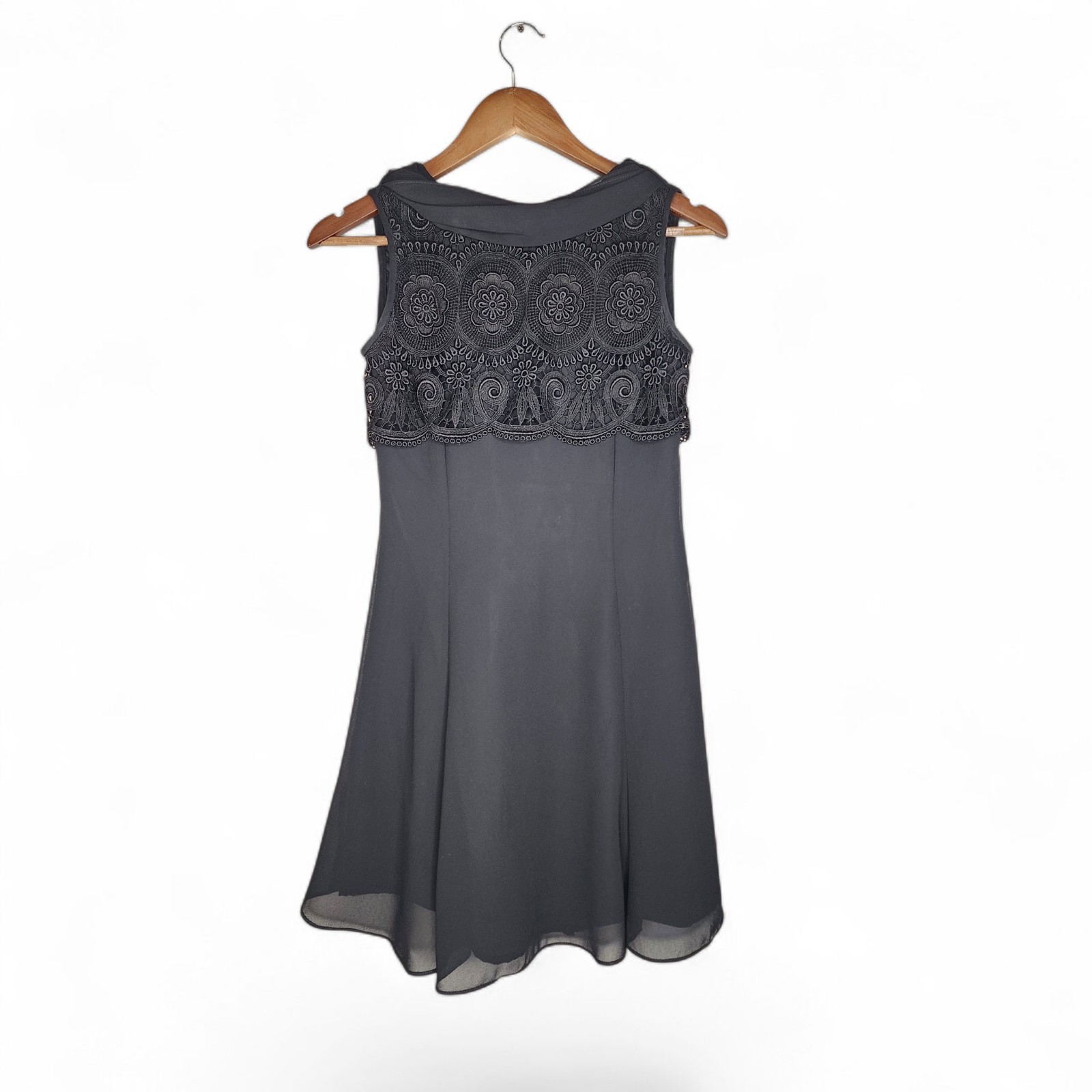 1990s Scott McClintock Lace Bodice Vintage Dress in Black Size 4
