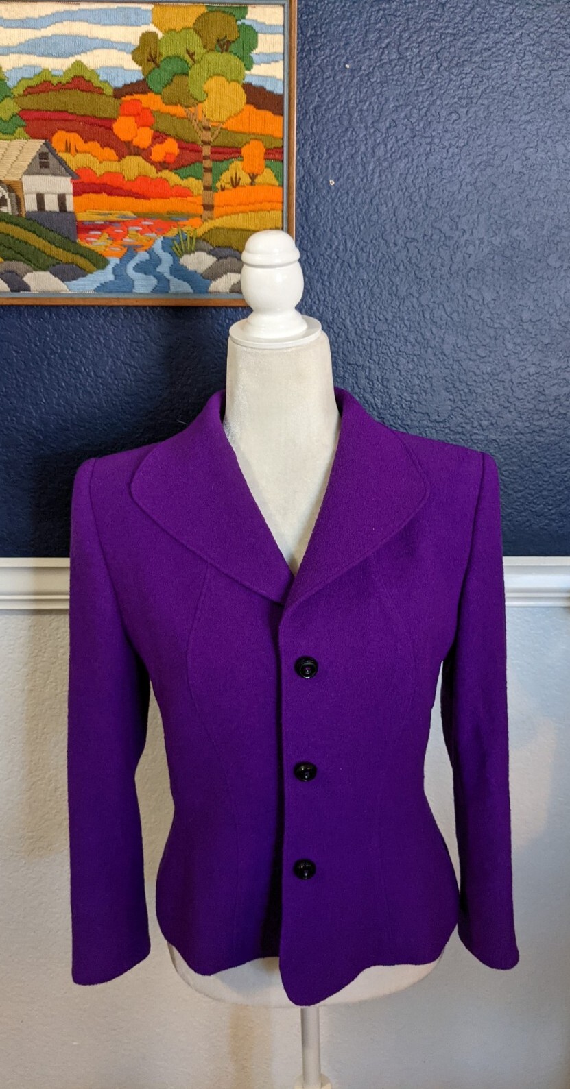 VTG Escada Margaretha Ley Purple Button Career Blazer Jacket Sz 36 Medium M