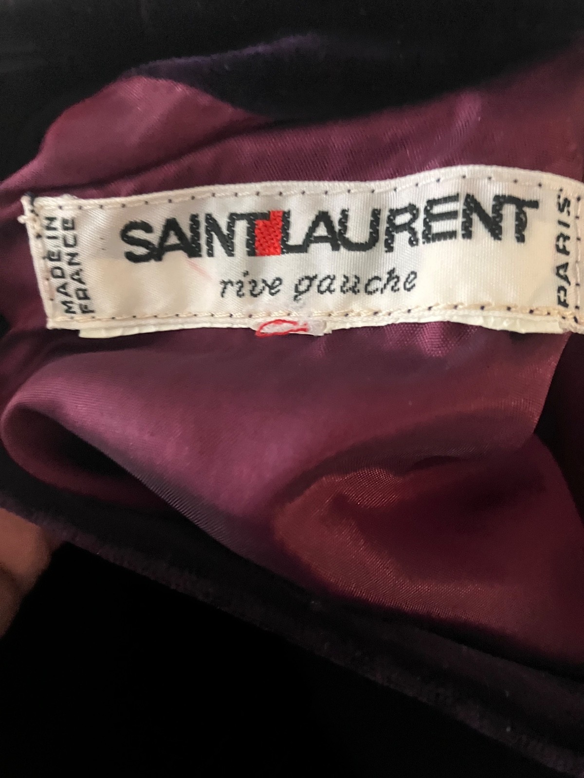 Saint Laurent Rive Gauche YSL Deep Purple Vintage Velvet Dress