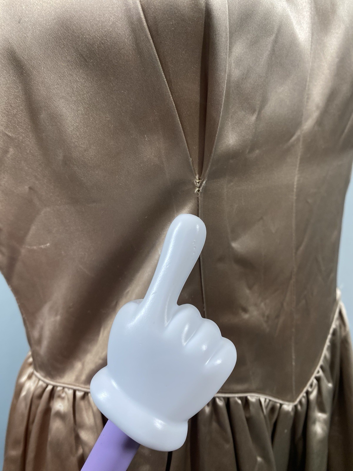 Vintage Dress SIZE EXTRA SMALL satin tan beige 40s 50s evening long wedding