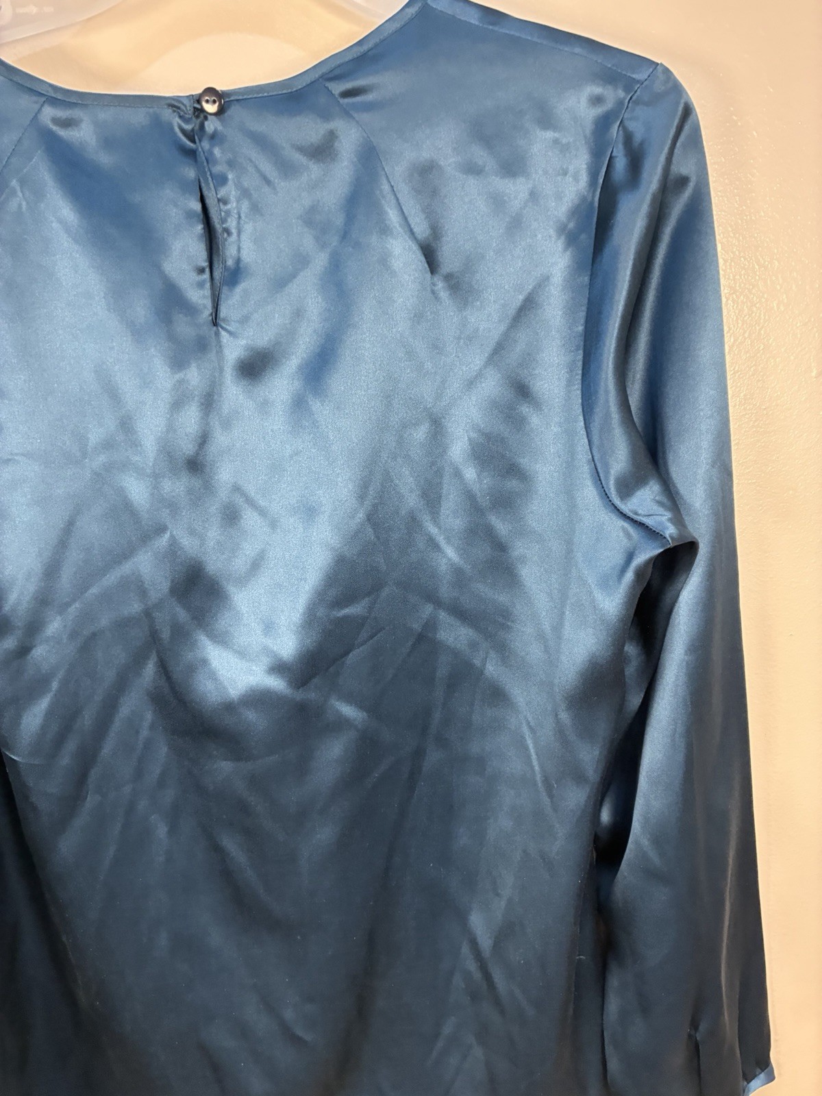 VTG Pendleton 100% Silk Pleat Front Blouse 8 Forest Green Long Sleeve