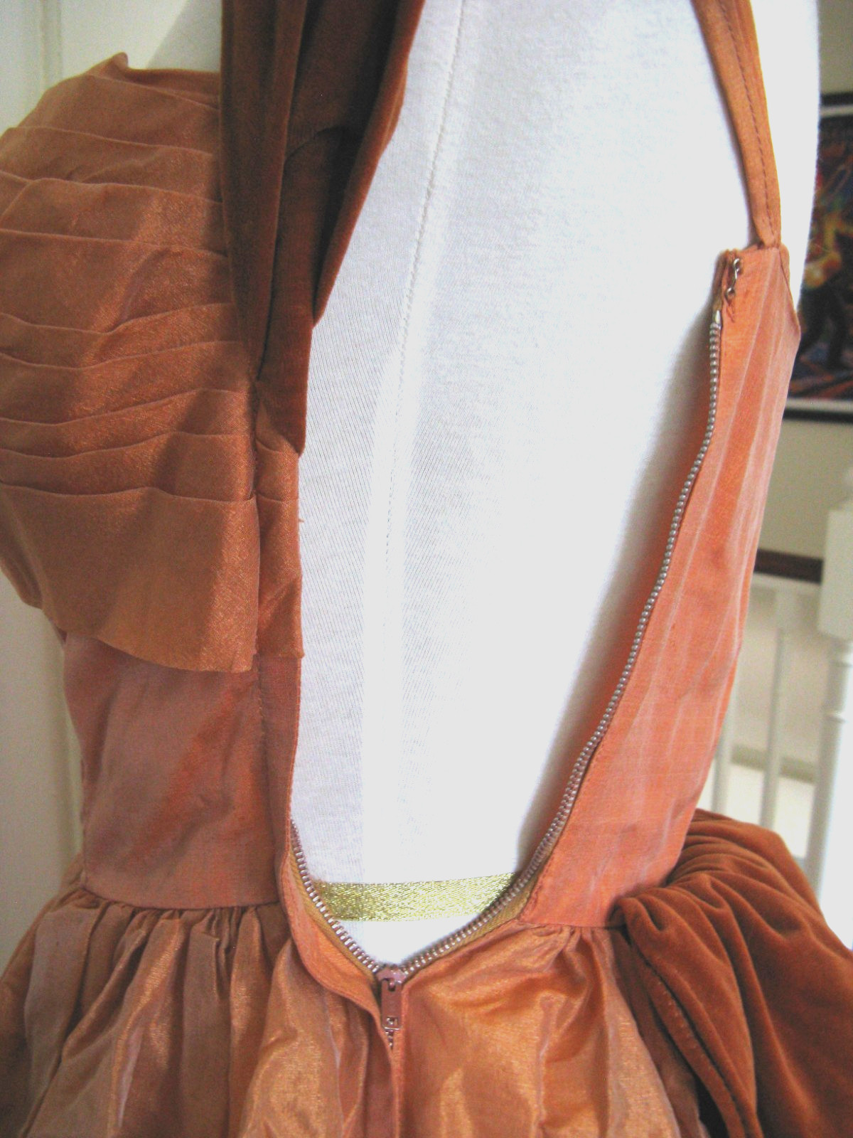 VINTAGE 50s DARK ORANGE RUST PROM PARTY DRESS XXS