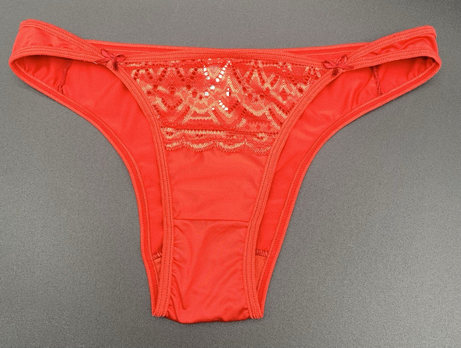 VTG Red SILKY Shiny Satiny Low Rise Panties Y2K Donna Bella Brazil Bikini SM Med