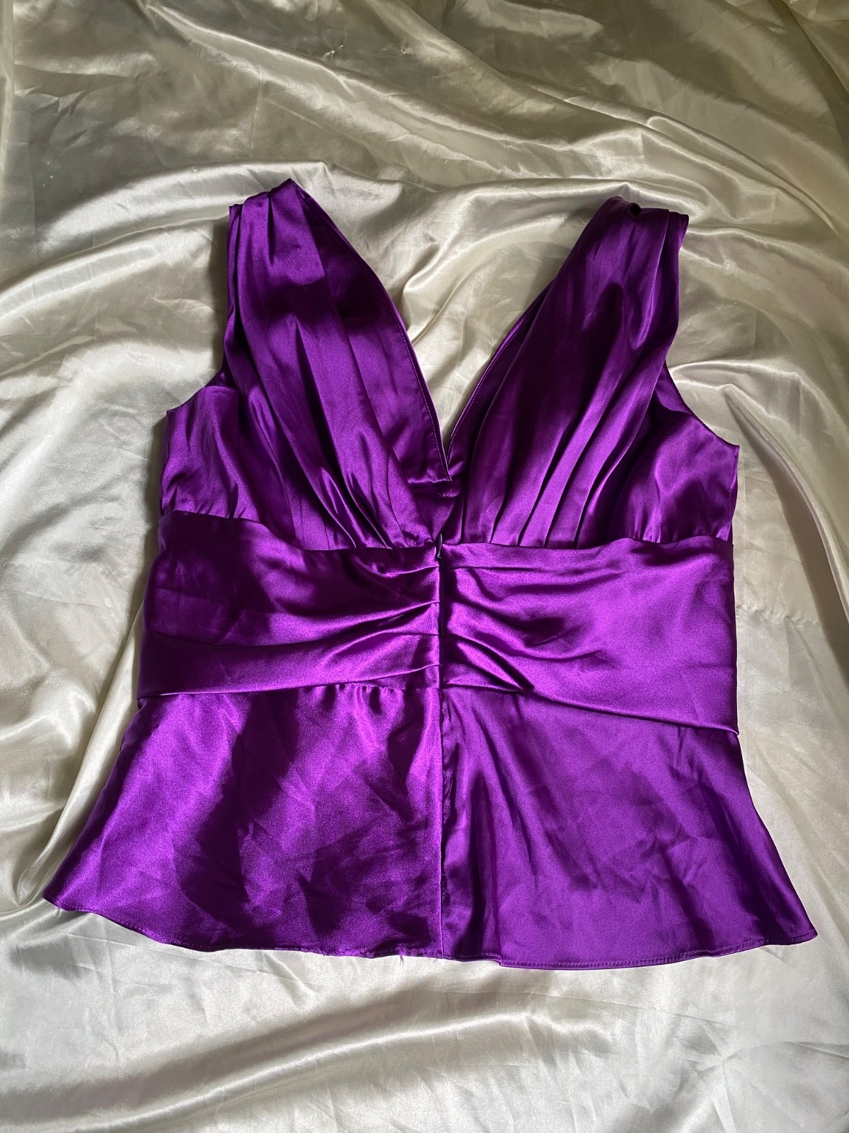 Vintage 1990s Purple Satin Rosette Blouse Going Out Fairy Boho Size 14