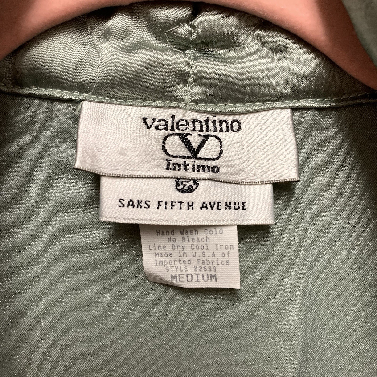 Valentino Intimo Full Length Satin Robe Sz Medium Sage Green Vintage Belted NWT