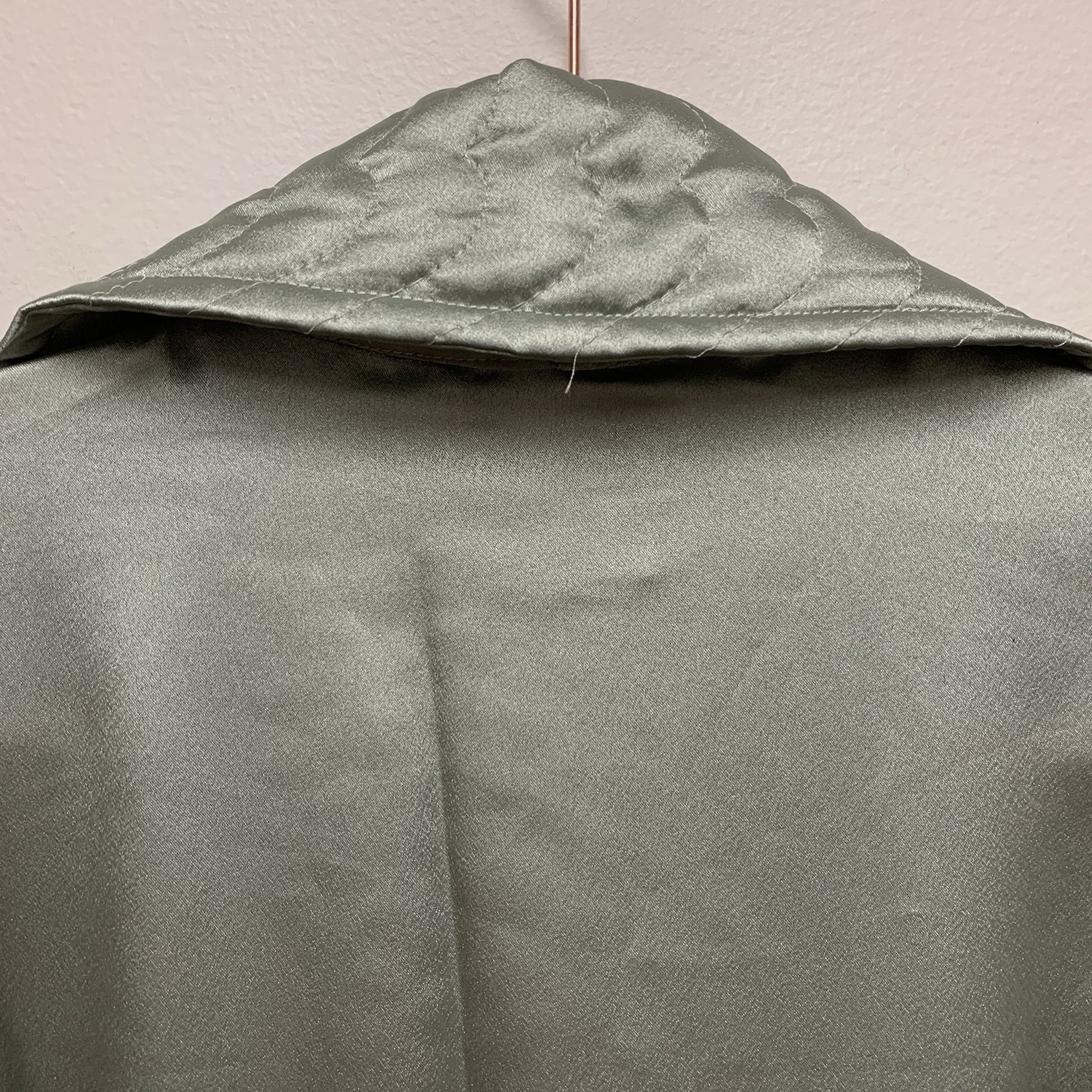 Valentino Intimo Full Length Satin Robe Sz Medium Sage Green Vintage Belted NWT